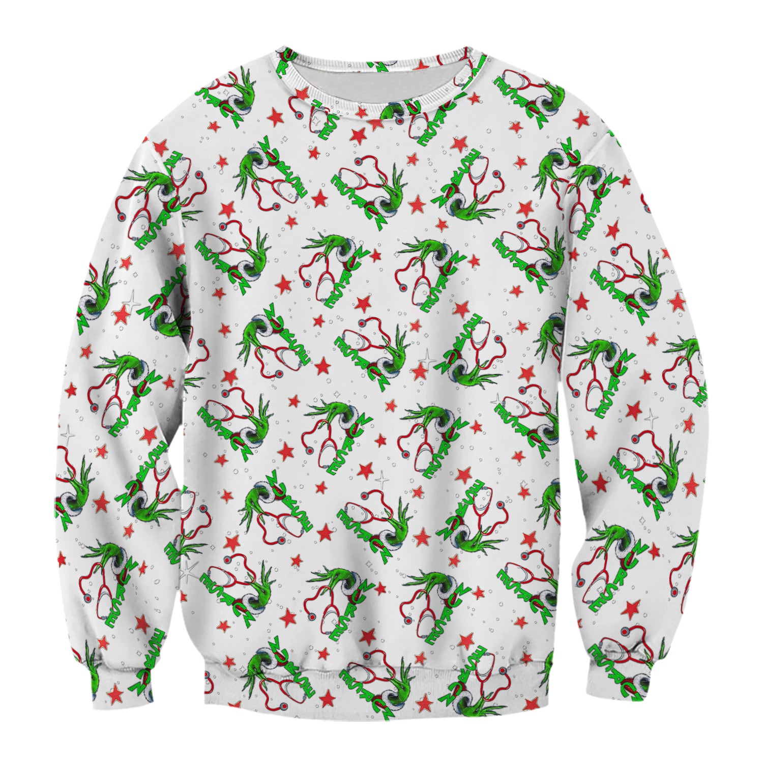 Grinch Nurse Scrub Top - Festive Holiday Uniform for Women - RN LPN CNA Nursing Gift