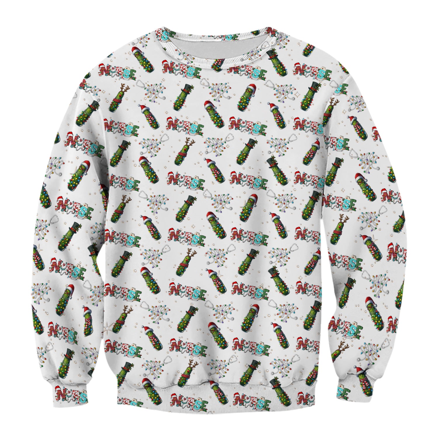 Funny Christmas Pickle Scrubs for Women - Festive Holiday Nurse Medical Uniform - Gift for RN CNA LPN LVN EN