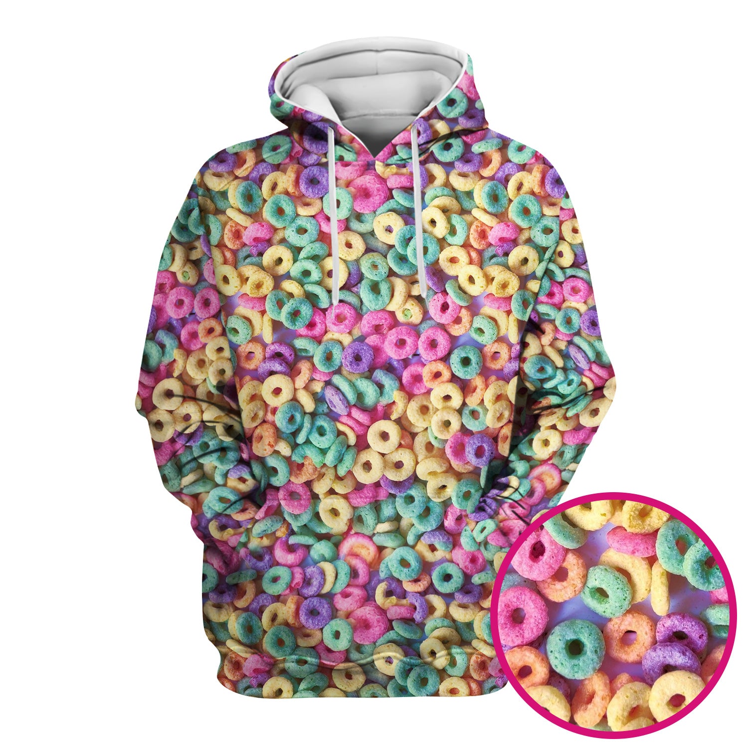 Colorful Cereal Loops Pattern Scrub Top, Comfortable Scrubs for Nurses