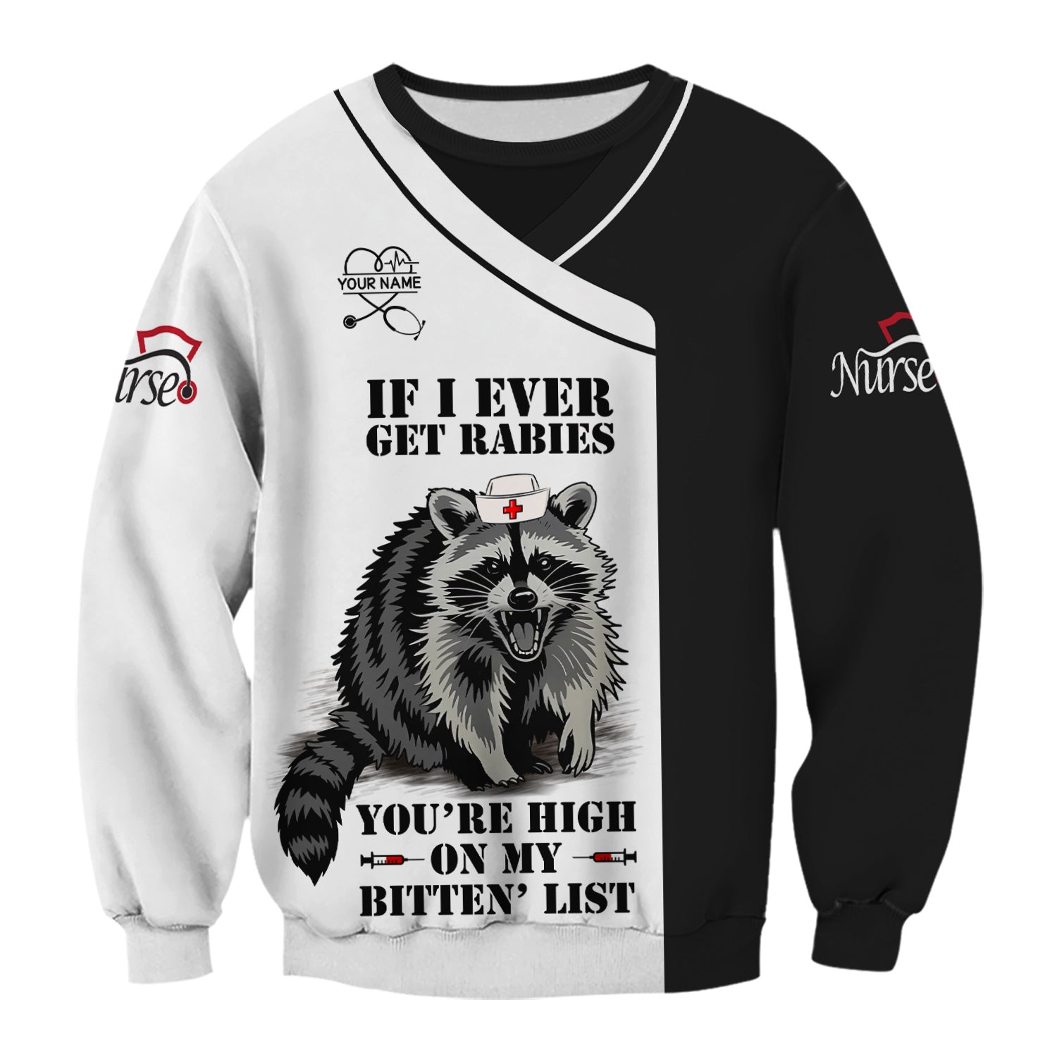 Custom Funny Nurse Scrub Top - You're High On My Bitten List - Multiple Color Options Gift for RN LPN CNA