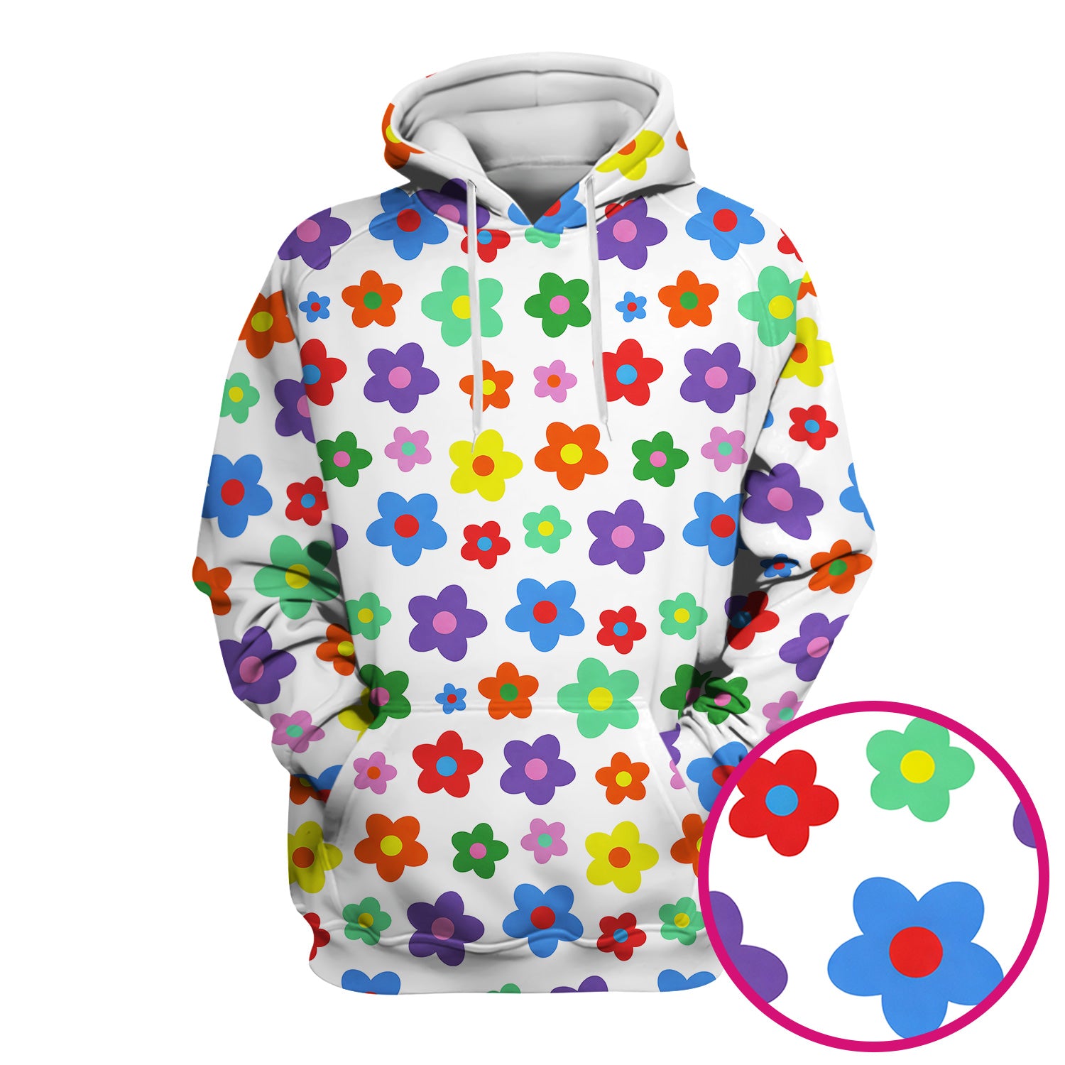 Colorful Retro Flower Pattern Print Scrub Top, Breathable Fabrics Nursing Uniform