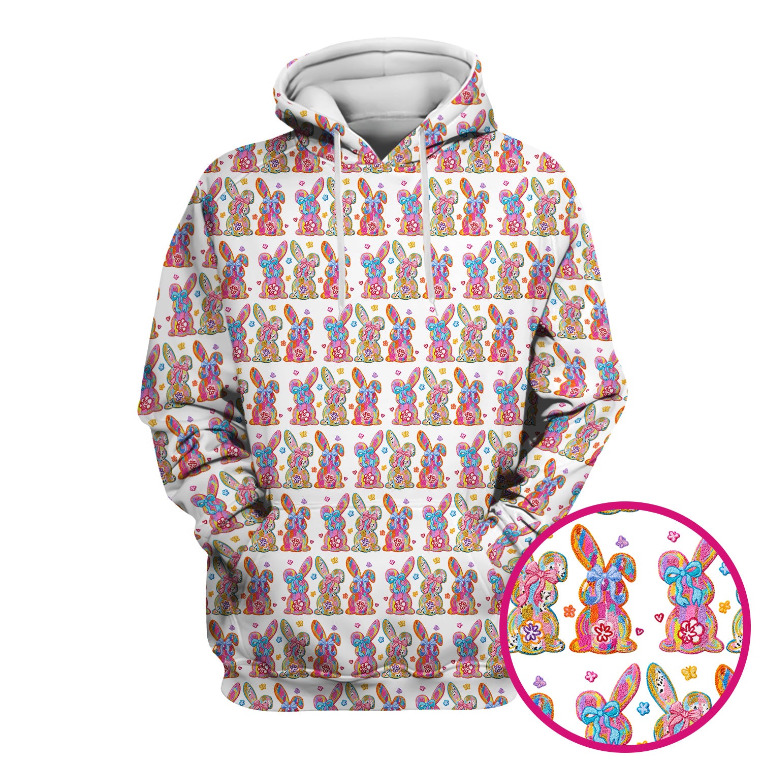 Cute Pastel Bunny Floral Pattern Scrub Top, Comfortable Scrubs for Nurses, Easter