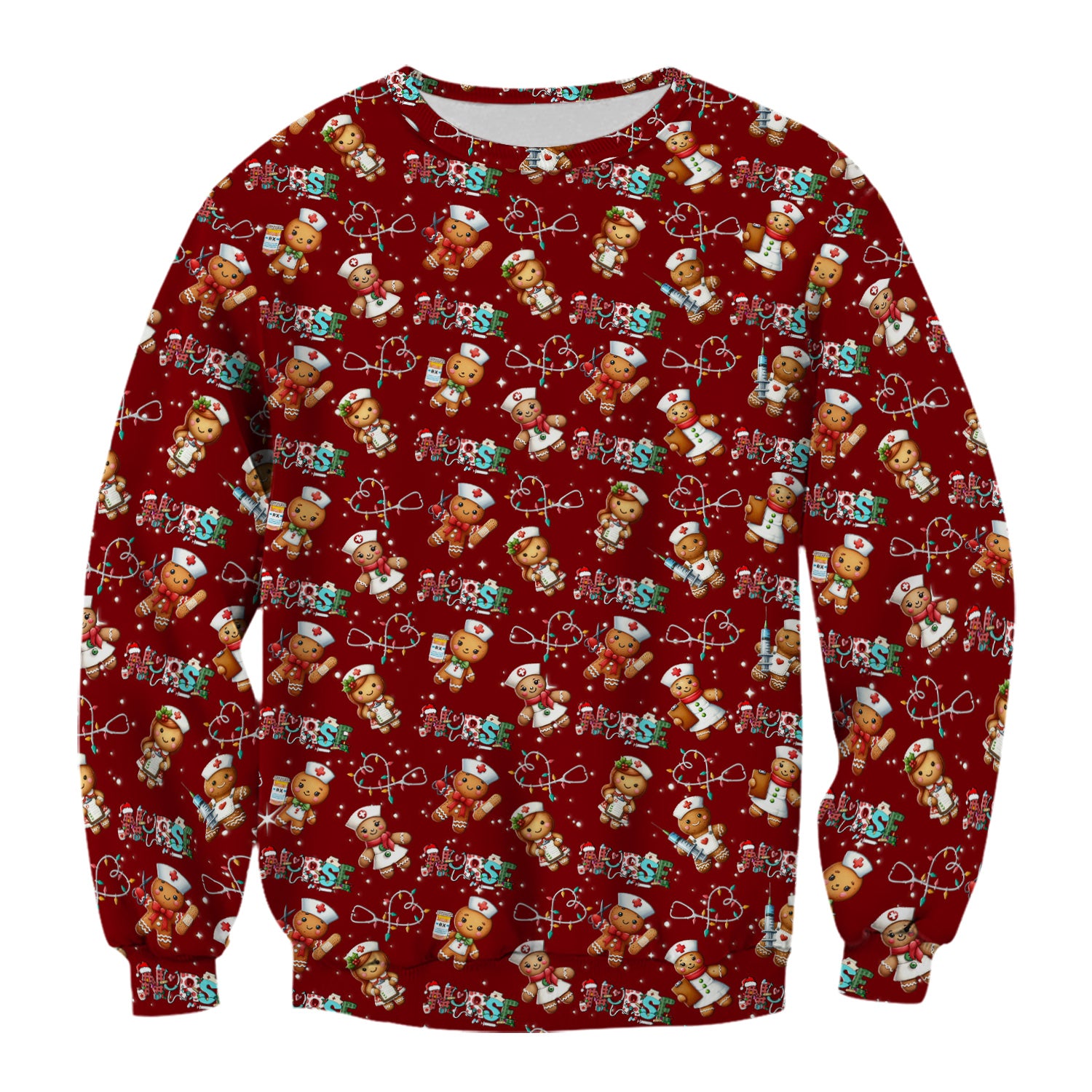 Christmas Gingerbread Nurse Scrub Top - Cute Holiday Medical Uniform for Women - Gift for RN CNA LPN LVN EN