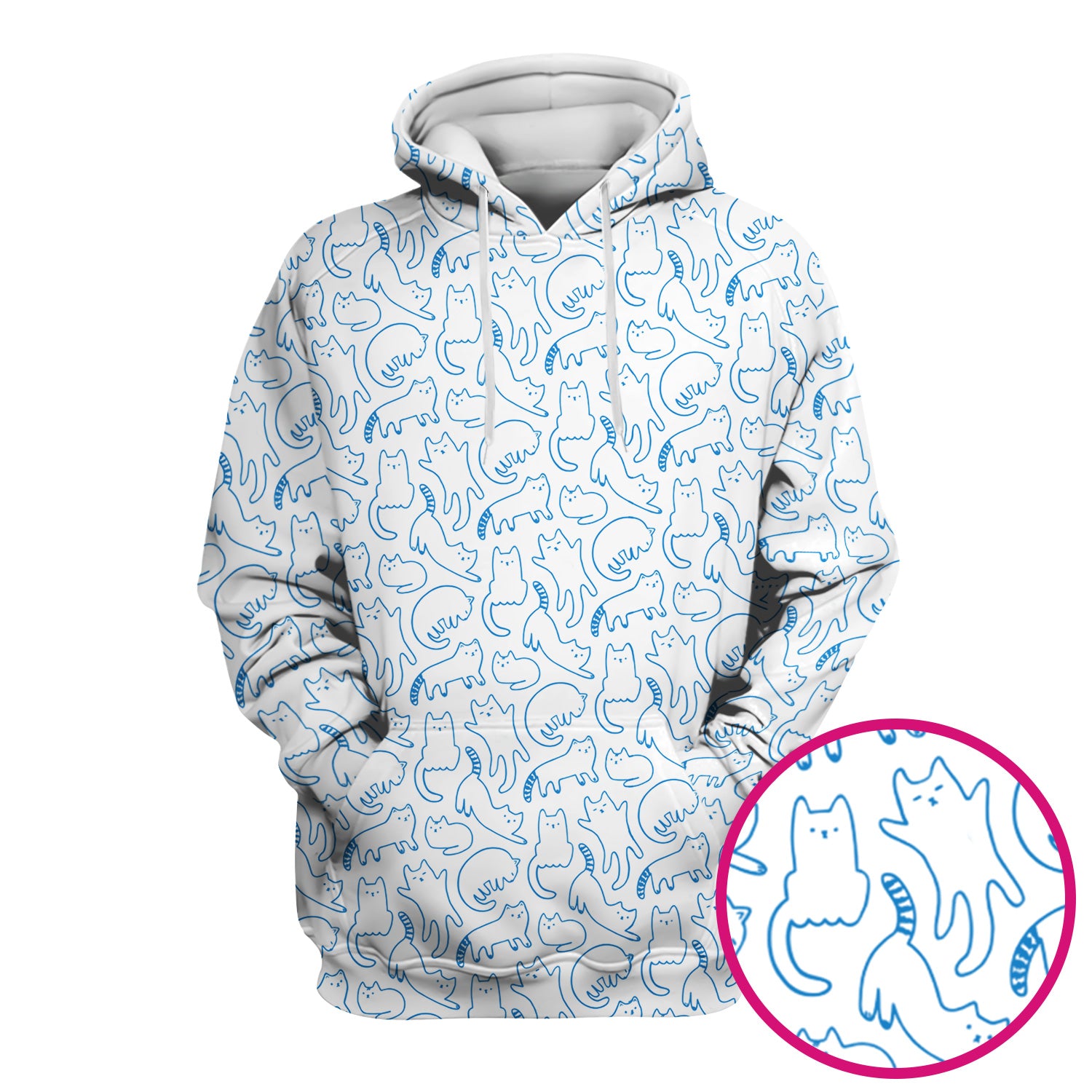Artistic Cat Pattern Medical Scrub Top, Breathable Fabrics Nursing Uniform