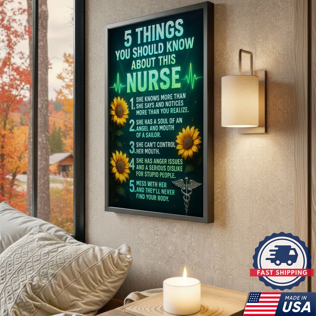 Nurse Canvas Wall Art, 5 Things You Should Know About This Nurse, Funny Gift for RN LPN CNA