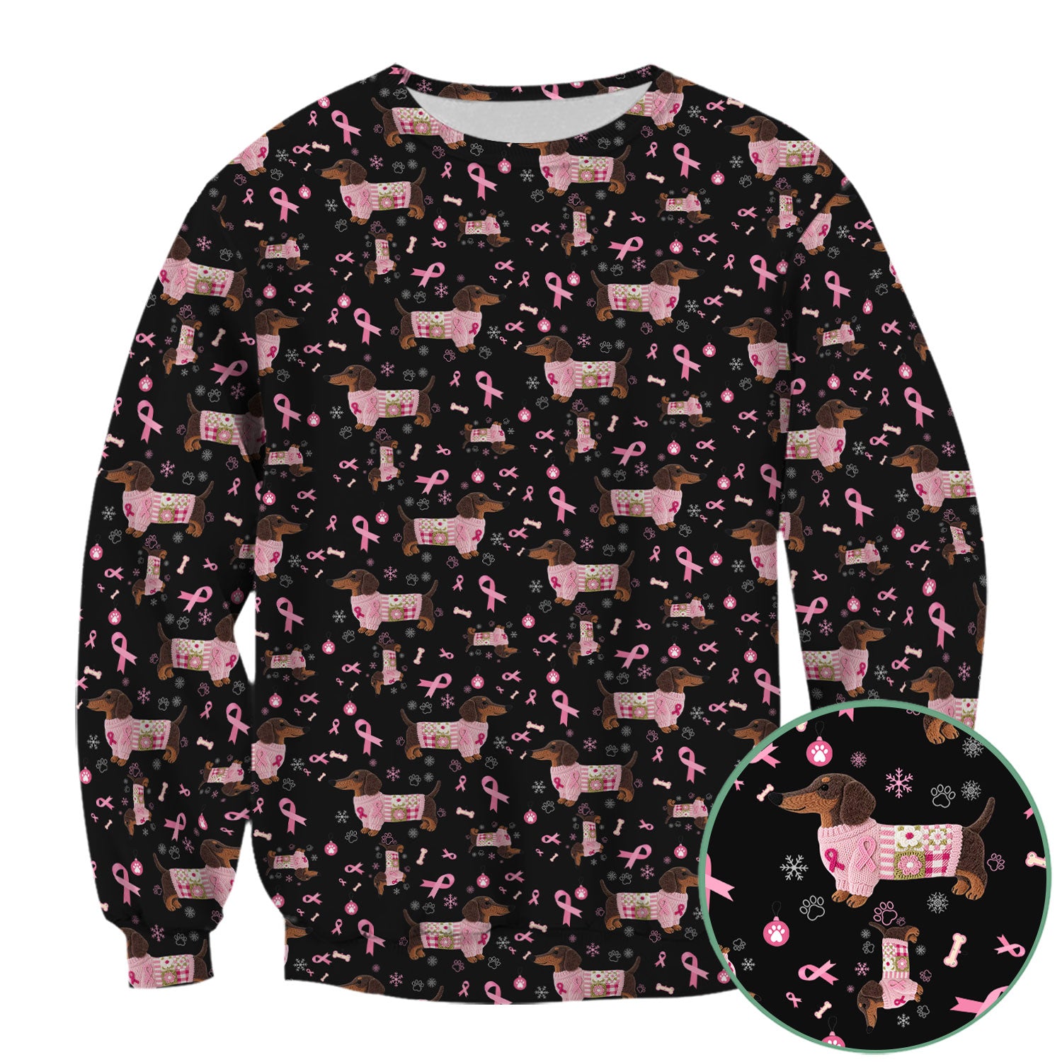 Dachshund Breast Cancer Awareness Scrub - Puppy Dog Pink Ribbon Nurse Shirt - Wiener Support Fight Cancer Gift