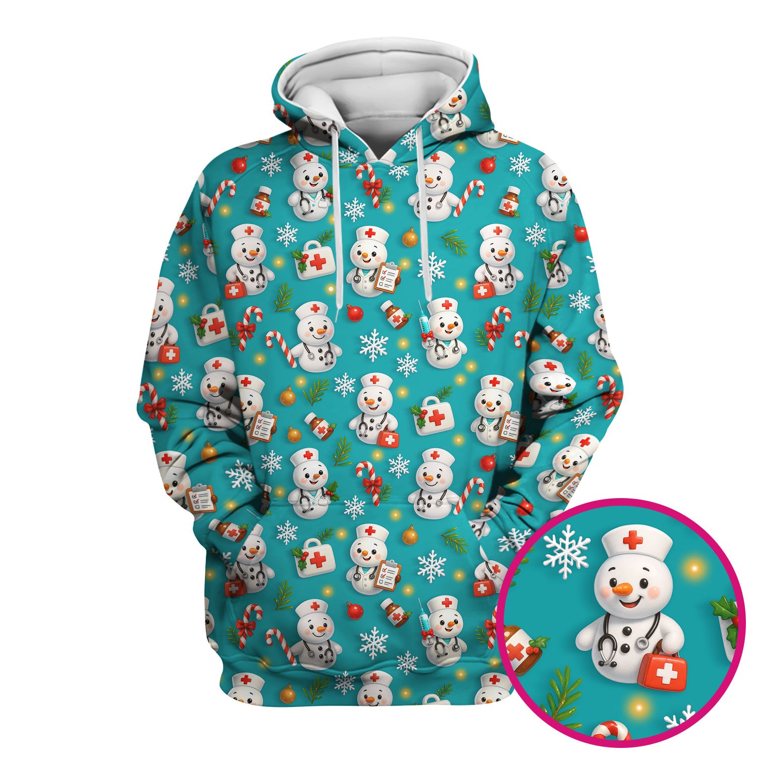 Christmas Nurse Scrub Top for Women - Cute Snowman Medical Uniform - Funny Holiday Nursing Shirt Gift for RN LPN CNA