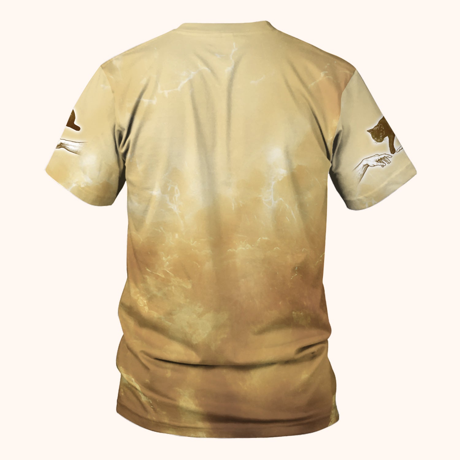 Vintage Angel Cat Art Print V Neck Nursing Scrub Top, Golden Aesthetic