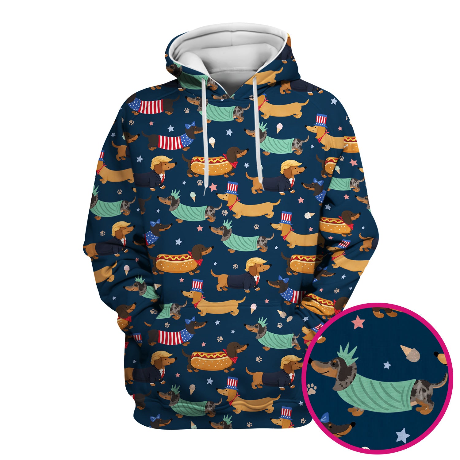 Funny Patriotic Dachshund Costume Dogs Pattern Scrub Top, Breathable Fabrics Nursing Uniform