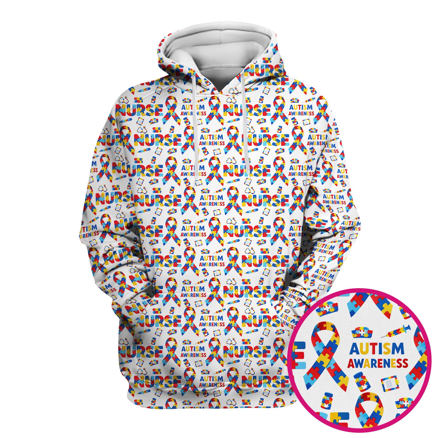 Autism Awareness Nurse Puzzle Ribbon Print Scrubs, Comfortable Scrubs for Nurses