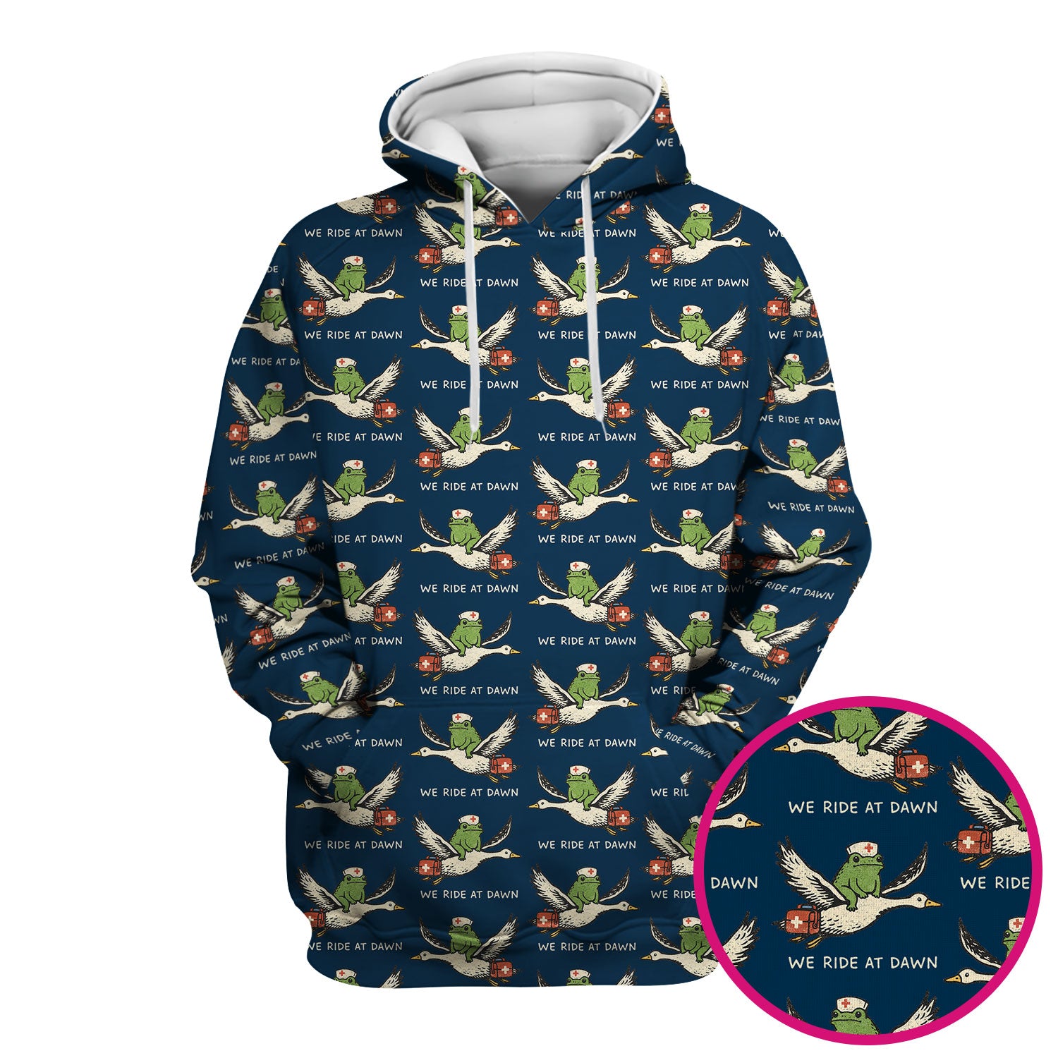 Funny Frog Riding Goose Nurse Pattern Scrub Top, Comfortable Scrubs for Nurses
