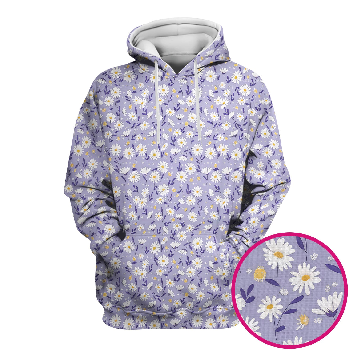 Cute Purple Daisy Botanical Print Scrub Top, Comfortable Scrubs For Nurses