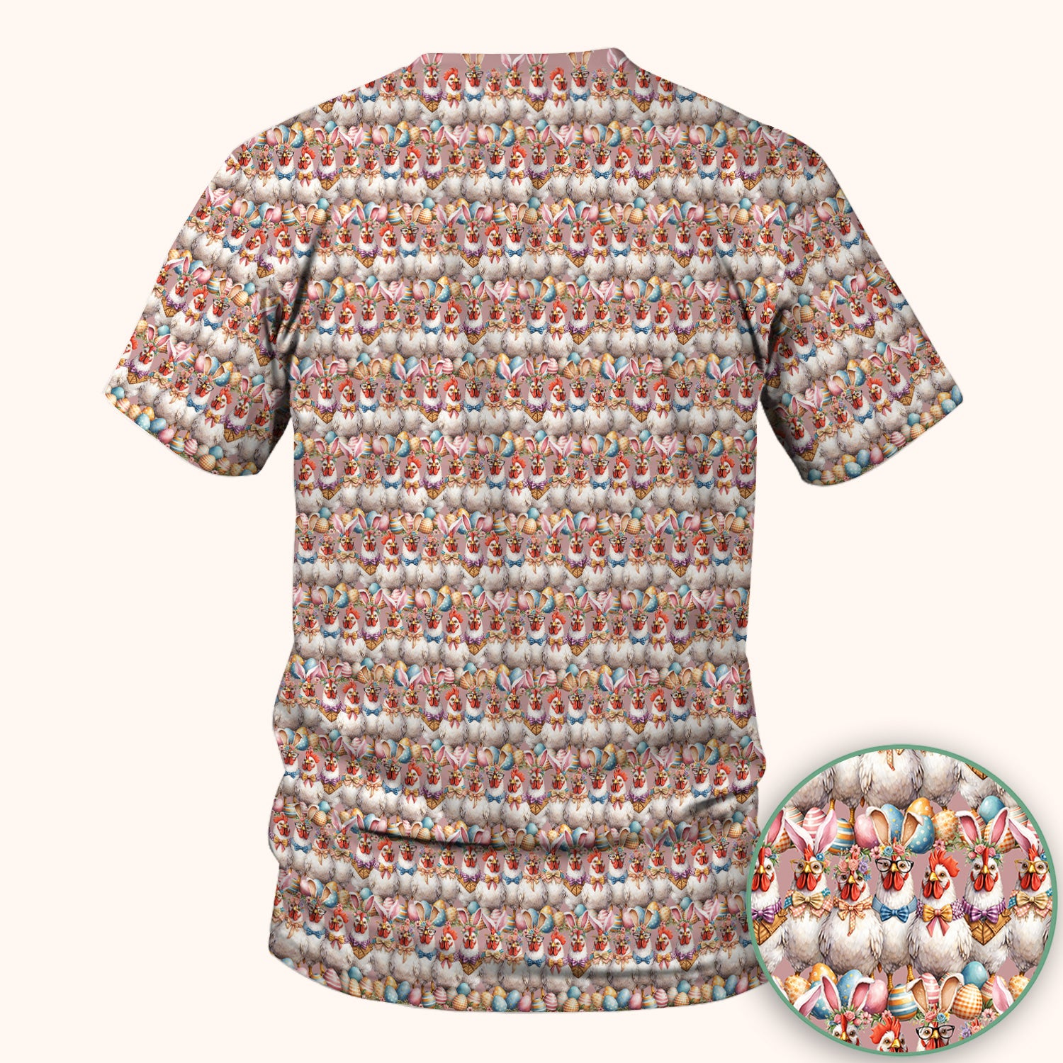 Easter Bunny Chicken Pattern Scrub Top, Comfortable Scrubs for Nurses