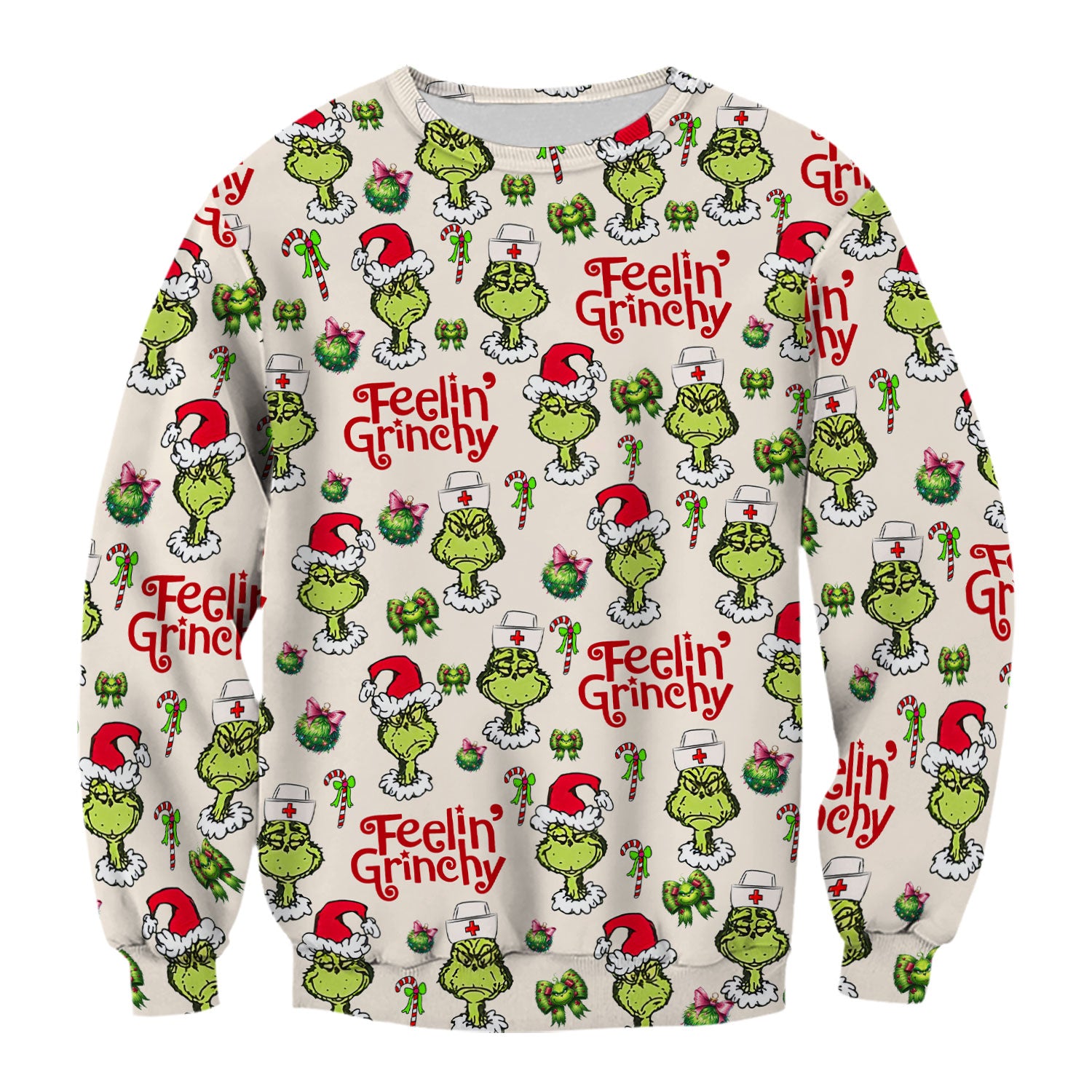 Grinch Nurse Christmas Scrub - Feelin‰۪ Grinchy Top - Funny Holiday Medical Uniform Gift for RN CNA LPN