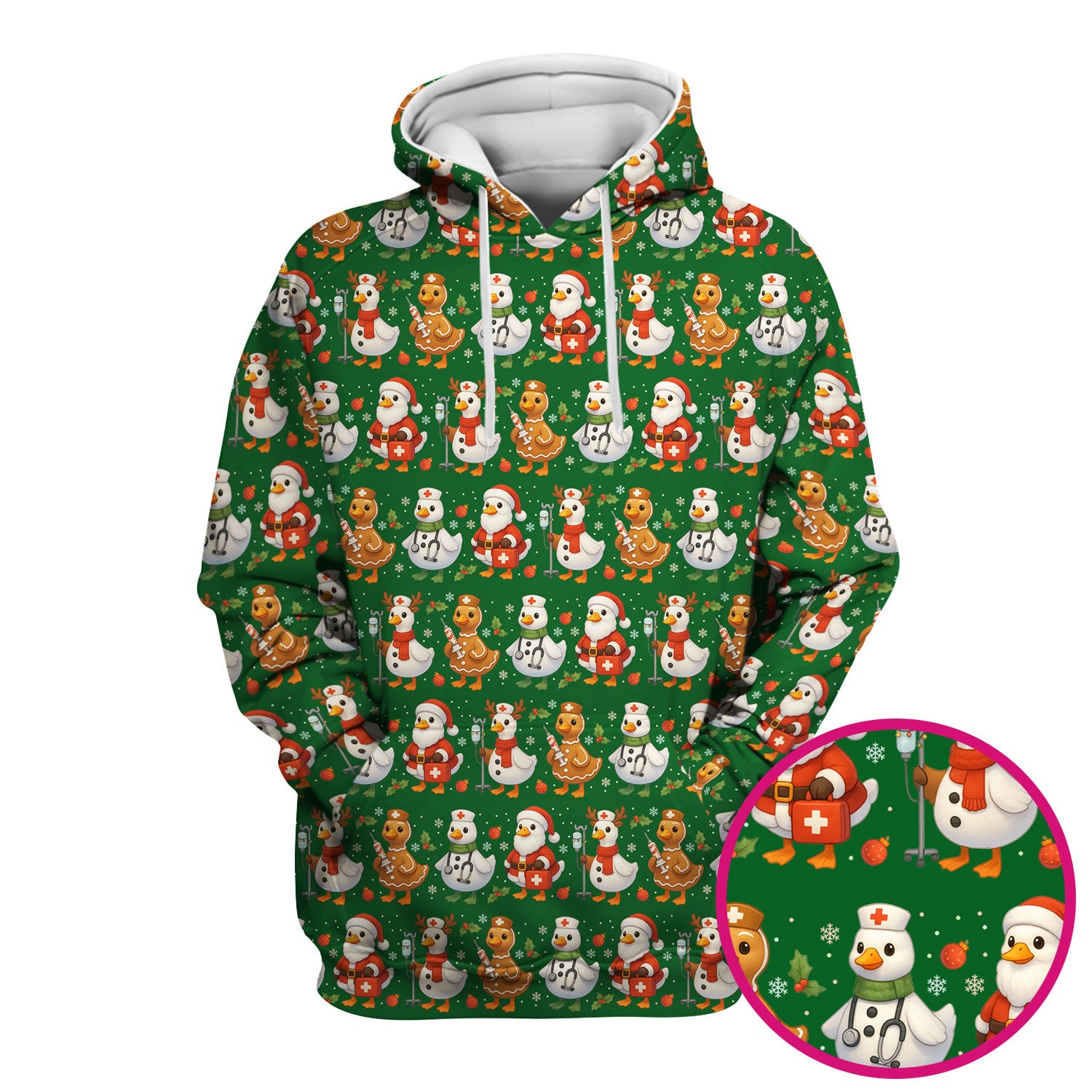 Christmas Goose Scrubs for Women - Funny Holiday Goose Pattern Medical Scrub Top - Festive Christmas Scrubs with Cute Nurse Design