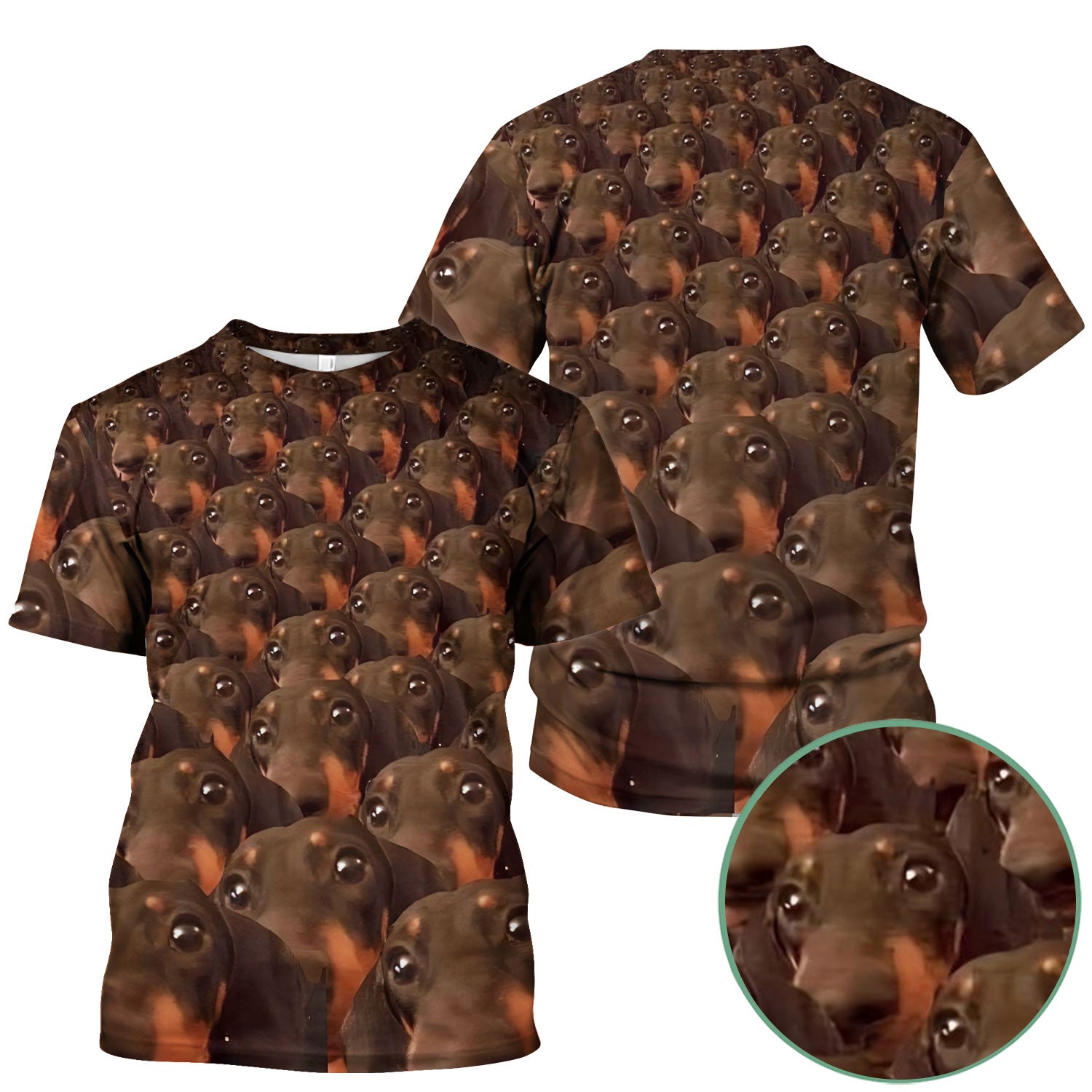 Funny Dachshund Scrub Shirt - Dog Face Print Scrub Top for Women Men - Cute Animal Scrubs Gift for Nurse, CNA, RN, Doctor