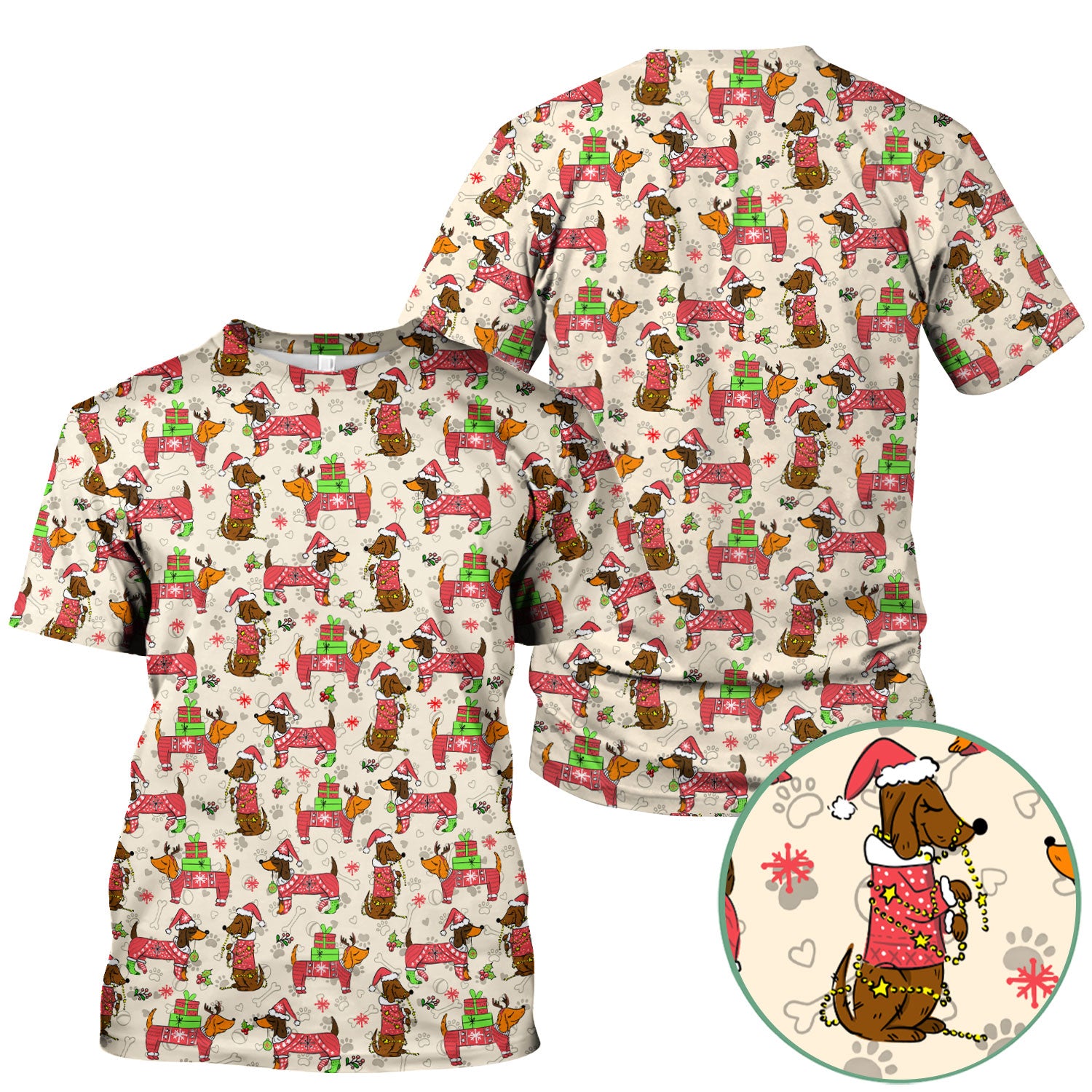 Christmas Dachshund Nurse Scrub Top for Women - Cute Sausage Dog in Santa Hat & Xmas Gift - Funny Holiday Nursing Shirt RN LPN CNA