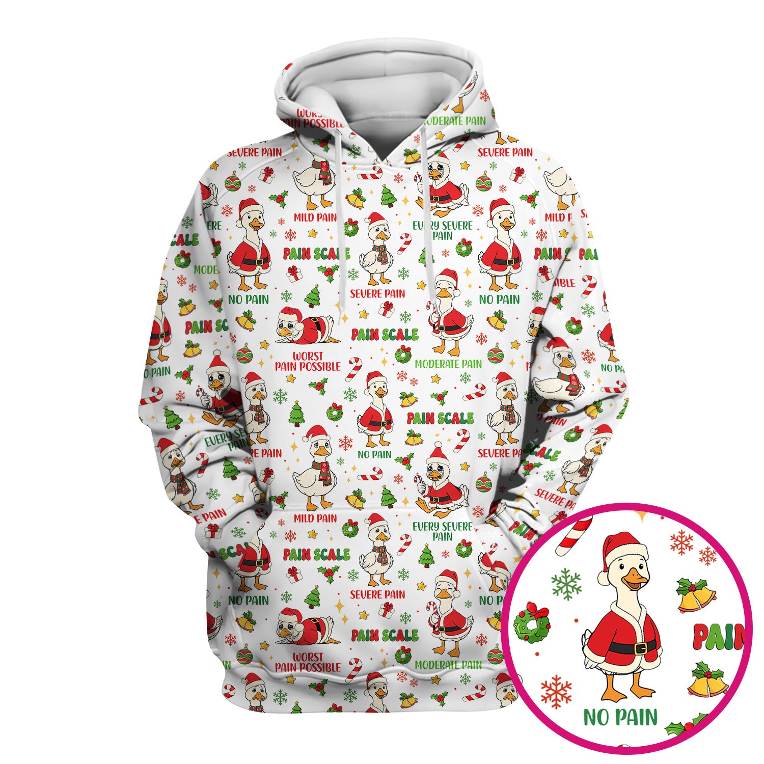 Christmas Nurse Scrub Top - Funny Goose Pain Scale - Cute Holiday Medical Uniform for Women