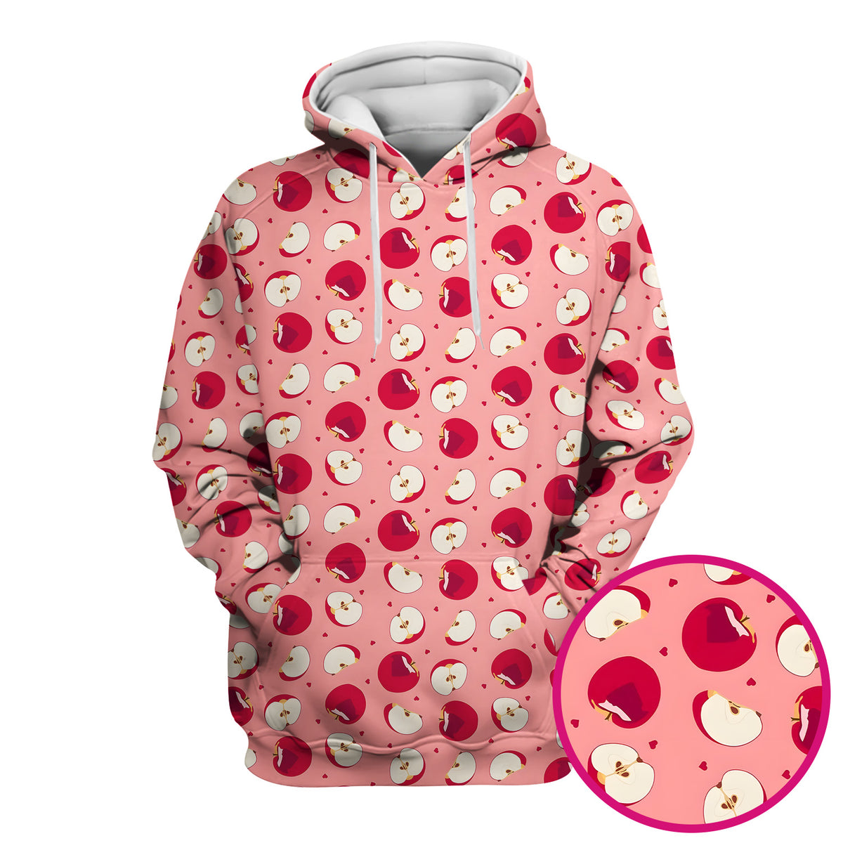 Cute Red Apple Fruit Pattern Scrubs Top, Comfortable Scrubs for Nurses