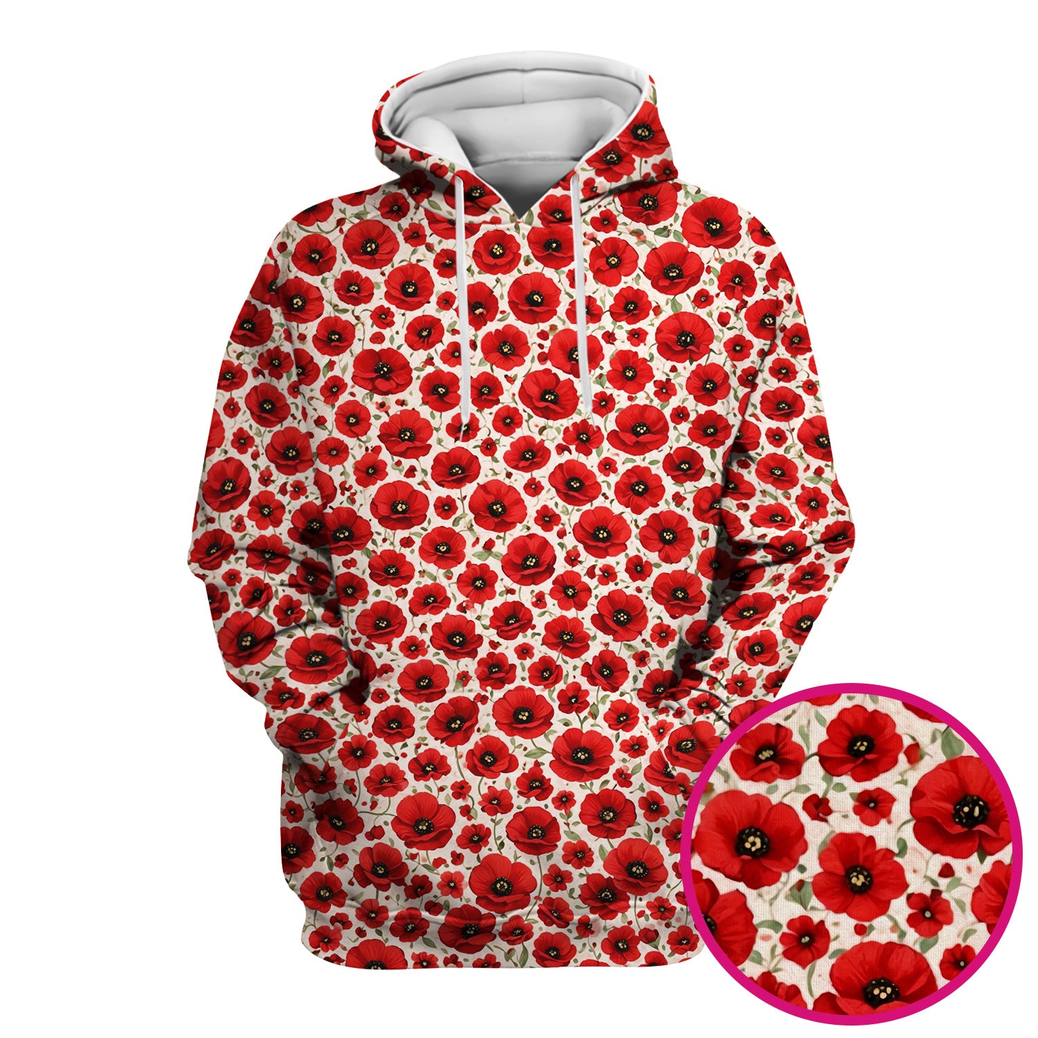 Pretty Red Poppy Flower Garden Pattern Scrub Top, Comfortable Scrubs for Nurses