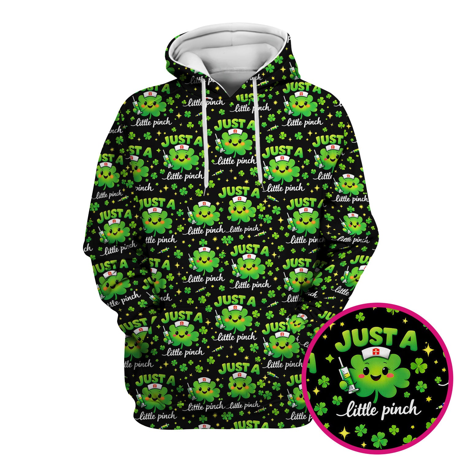 Shamrock Nurse Just A Little Pinch Print Scrub Top, Comfortable Scrubs for Nurses