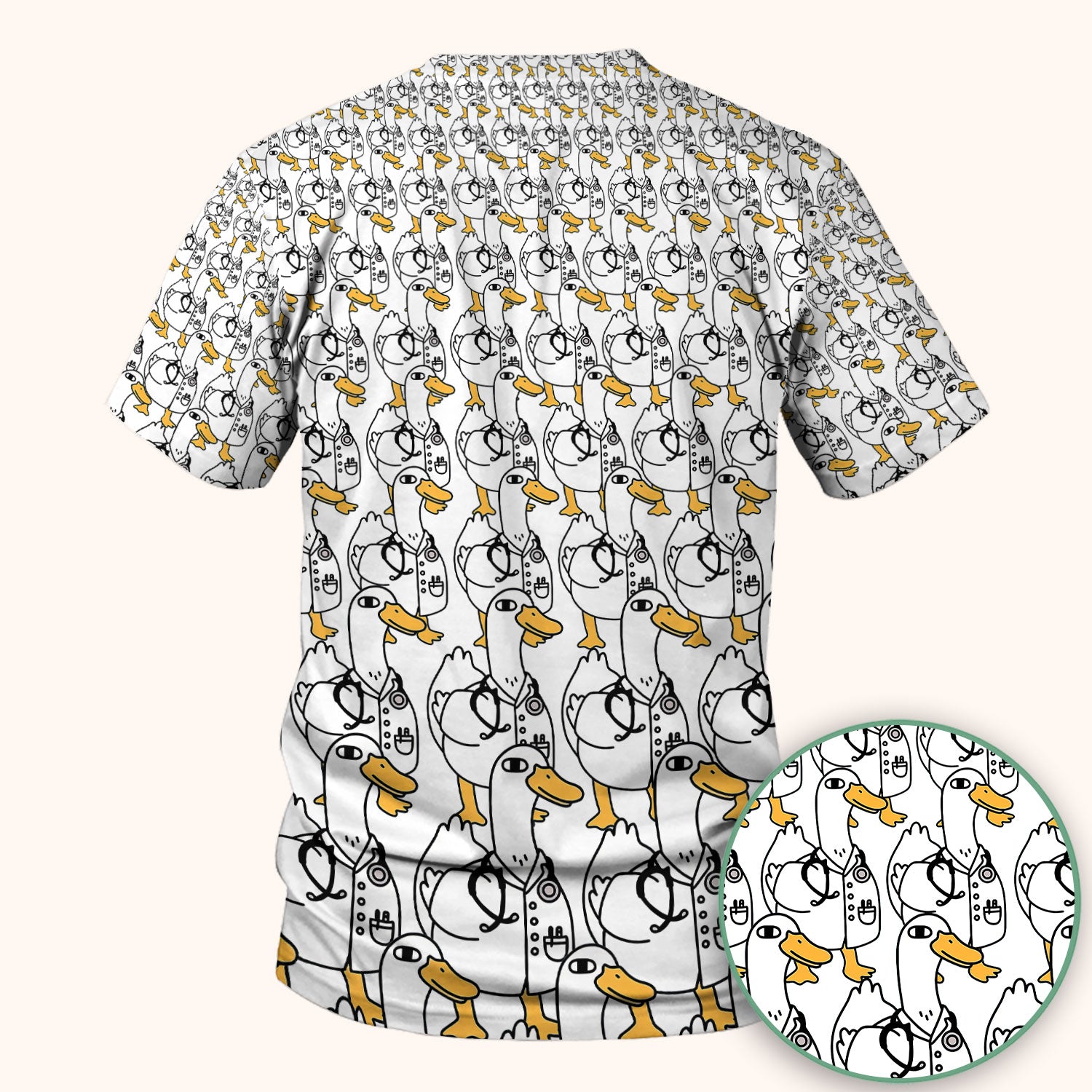 Funny Duck Scrub Top for Women - I'm a Doctor Shirt - Cute Duck In The Row - Breathable Fabrics Nursing Uniform