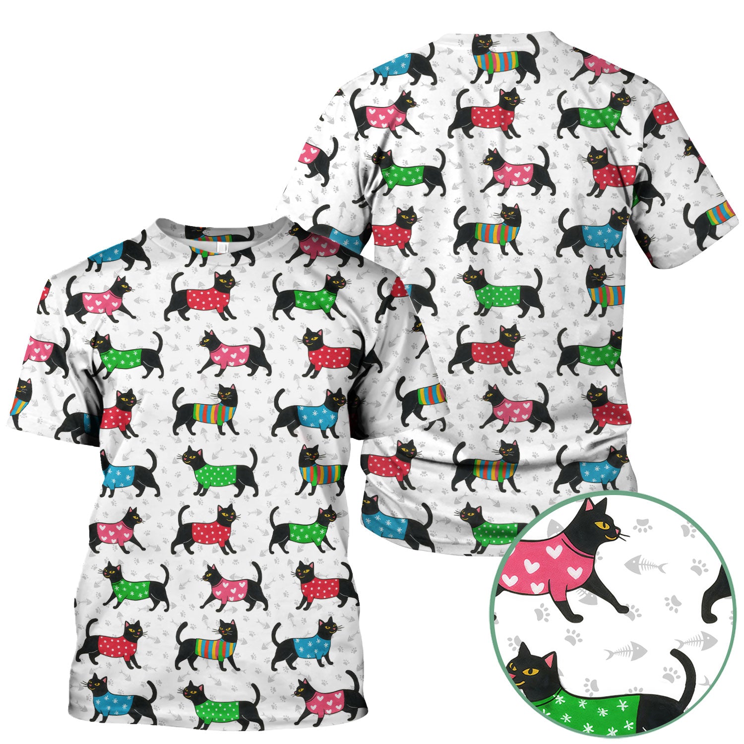 Cute Cat Scrub Top - Black Kitty Print Nurse Shirt - Fun Animal Medical Scrubs Gift for Women CNA RN Doctor