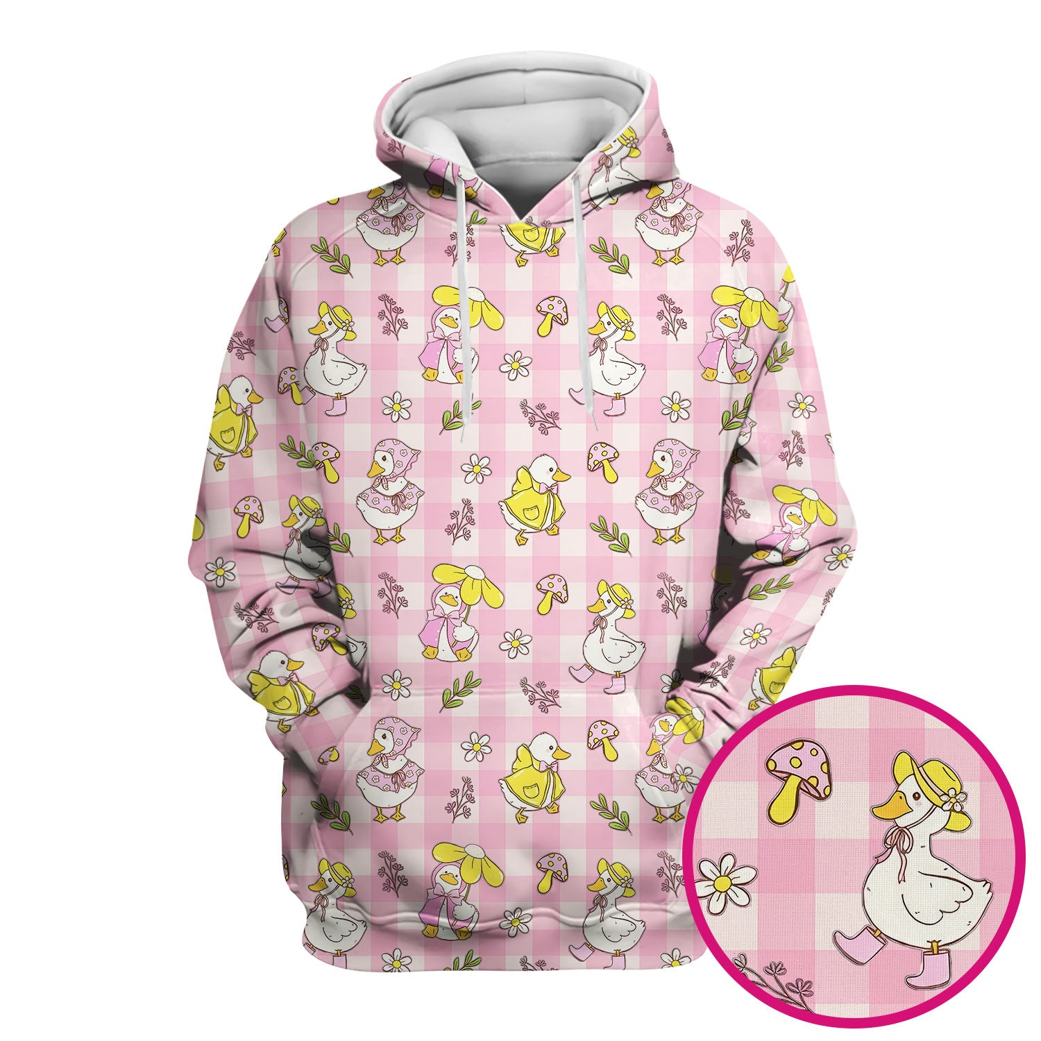 Cute Duck Outfit Gingham Pattern Scrub Top, Comfortable Scrubs for Nurses