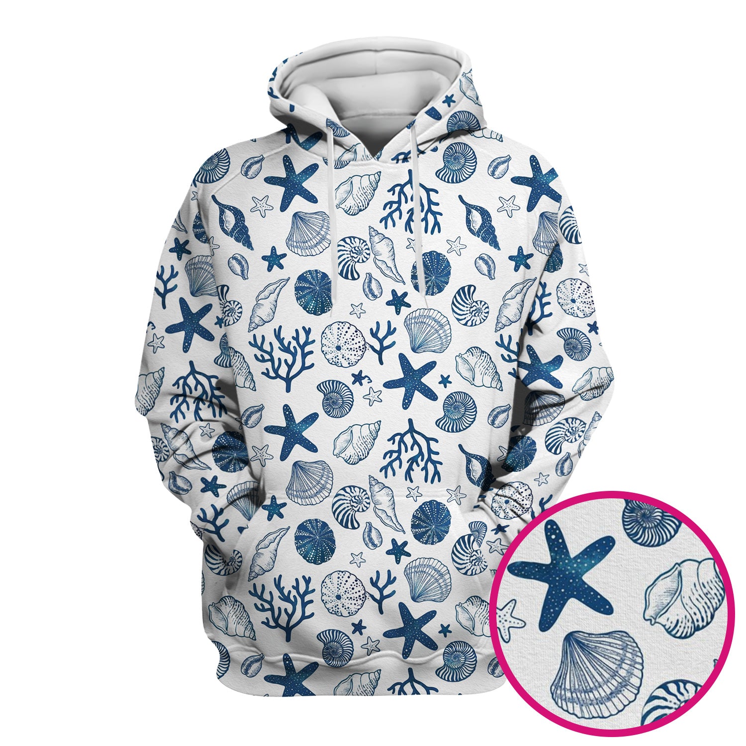 Cute Ocean Shell Starfish Pattern Scrub Top, Comfortable Scrubs for Nurses