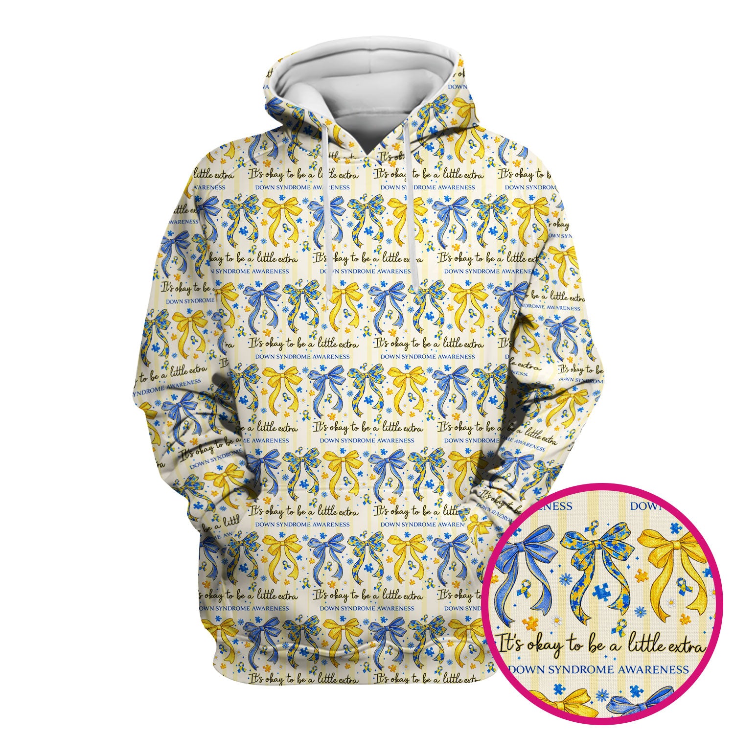 Down Syndrome Awareness Ribbon Pattern Scrub Top Comfortable Nurse Workwear Top
