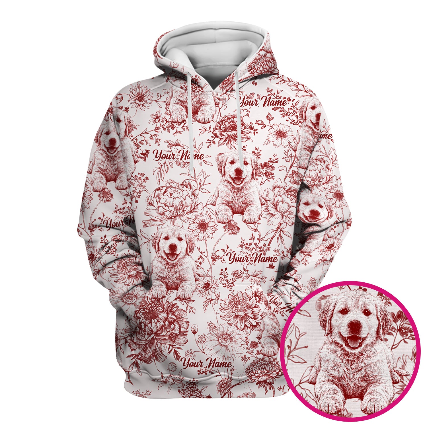 Personalized Custom Pet Photo Name Floral Pattern Scrub Top, Breathable Fabrics Nursing Uniform