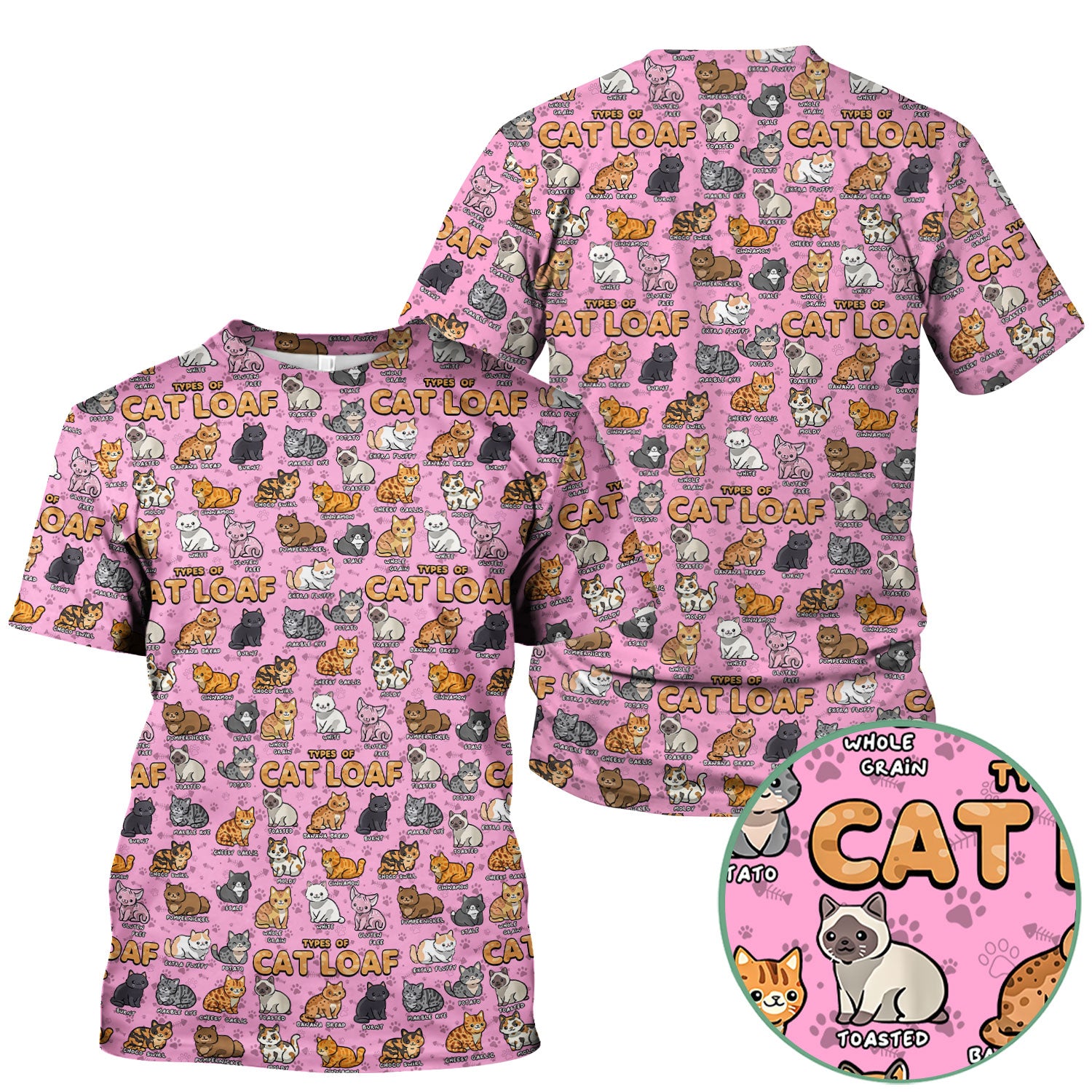 Funny Cat Loaf Scrub Top for Women - Cute Types of Cat Loaf Tee - Cat Lover Nurse Shirt Medical Uniform RN LPN CNA Gift