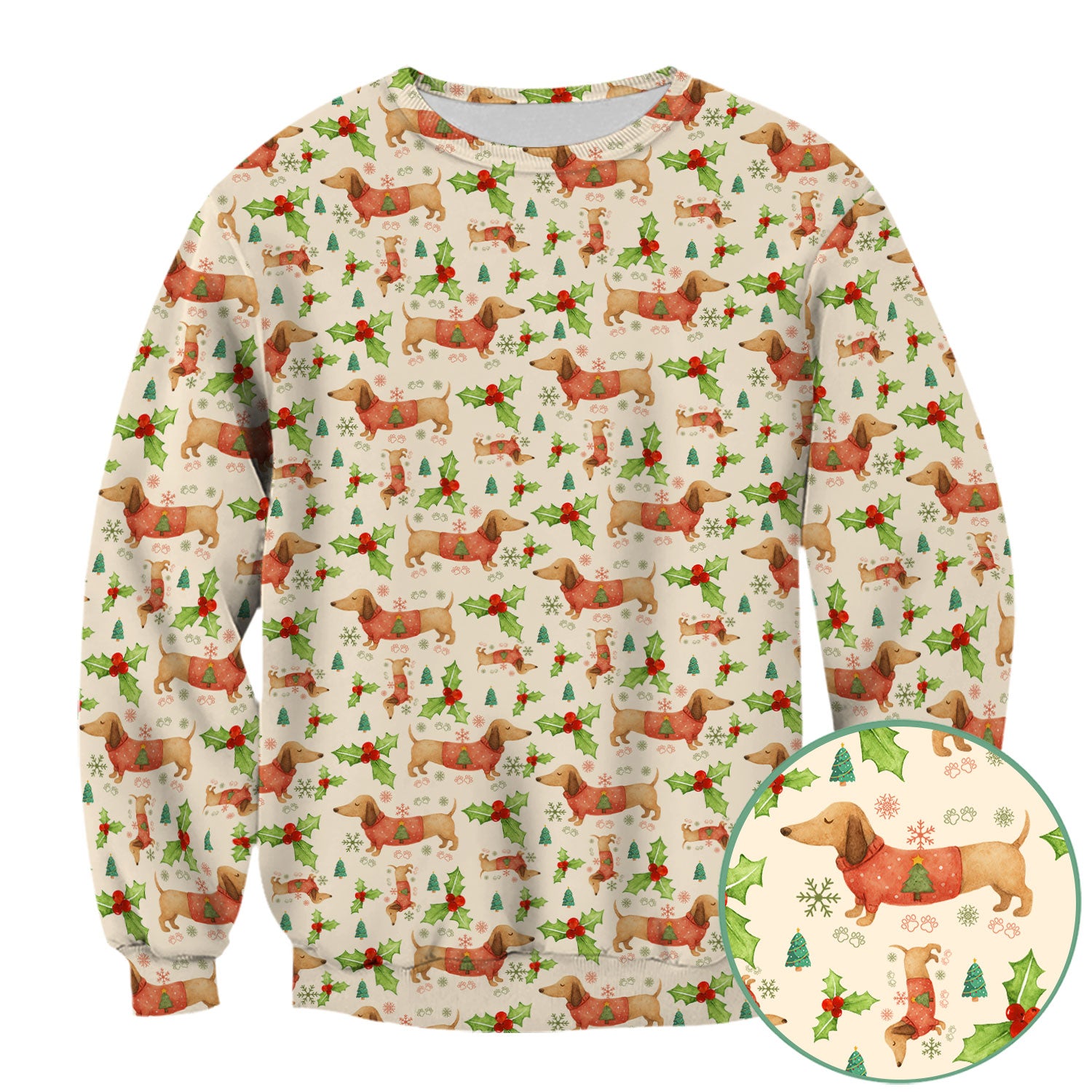 Festive Dachshund Scrub Top - Cute Sausage Dog Christmas Medical Uniform - Wiener Puppy Lover Gift