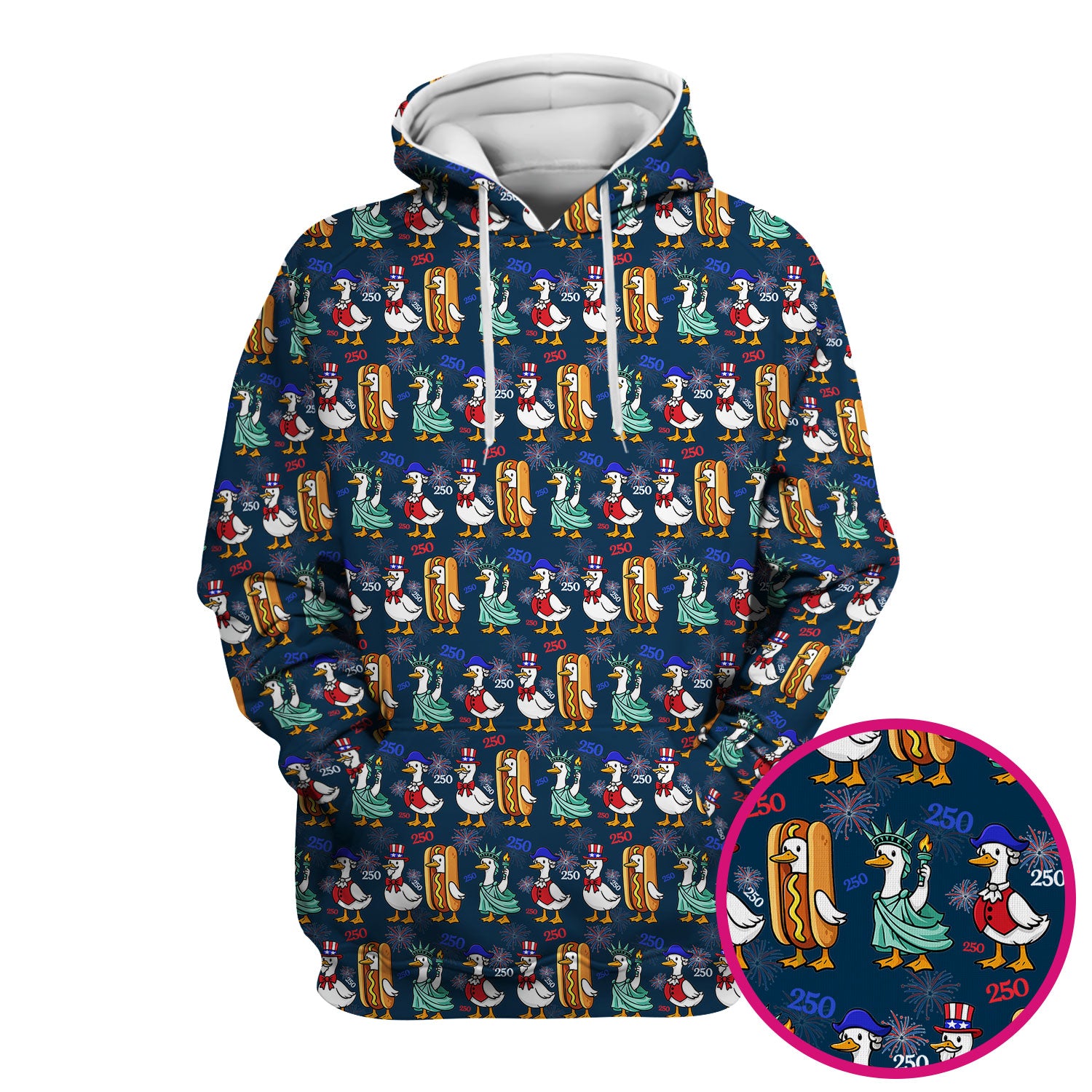 Patriotic Duck Independence Day Pattern Scrub Top, Breathable Healthcare Uniform Top