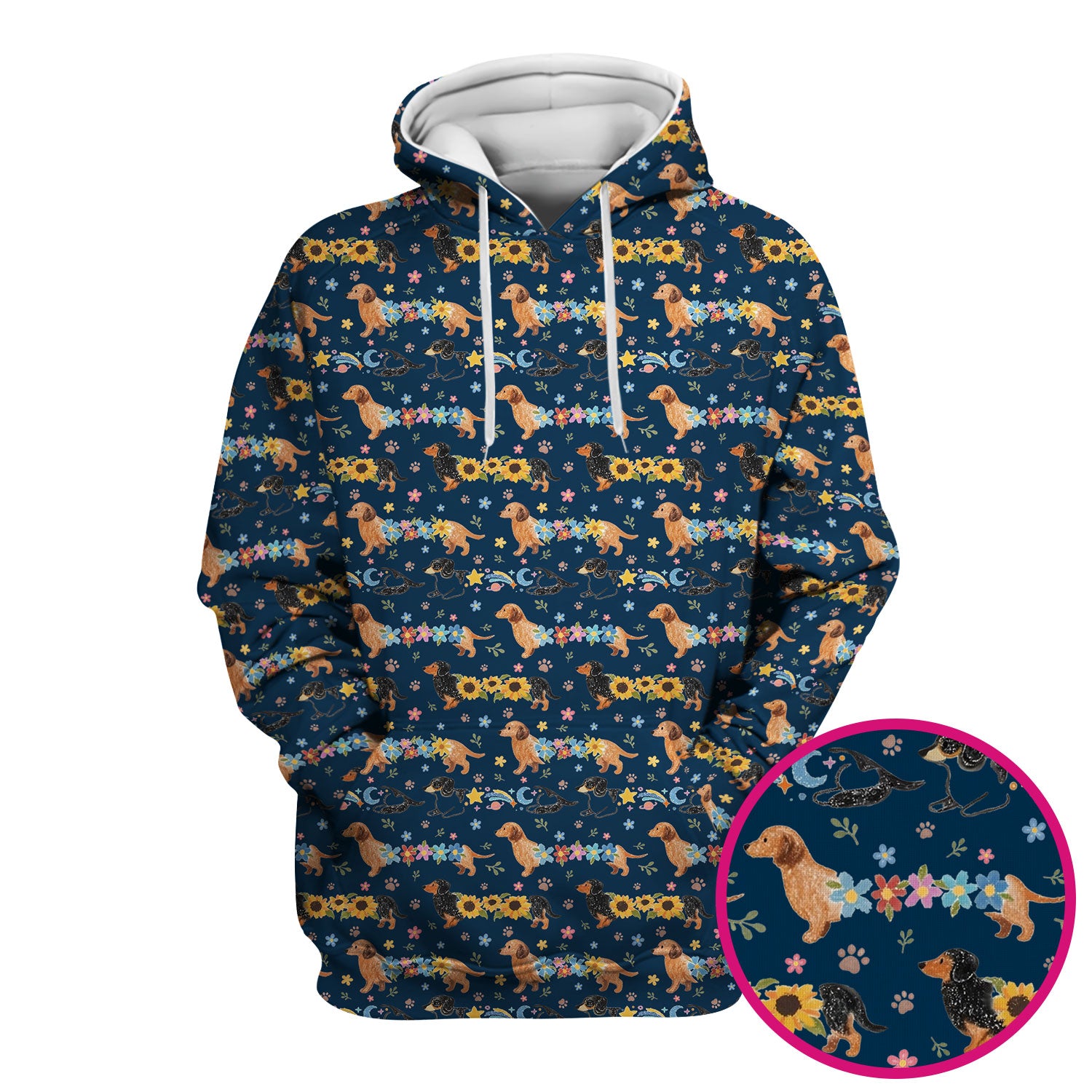 Floral Wiener Dog Pattern Scrub Top, Medical Scrubs for Nurses