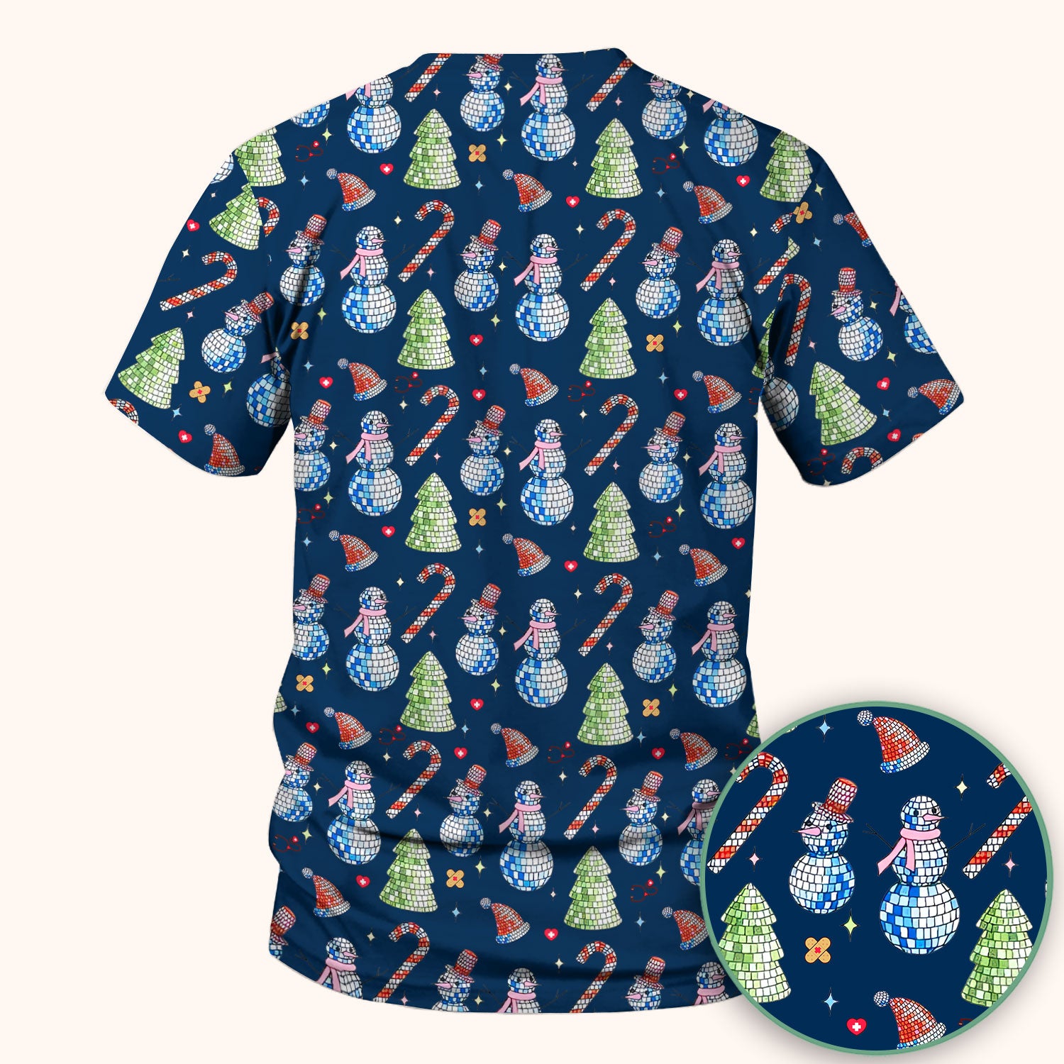 Funny Christmas Snowman Scrub Top for Women - Breathable Fabrics Med Uniform - Comfortable Scrubs for Nurses - Xmas Gift for Her