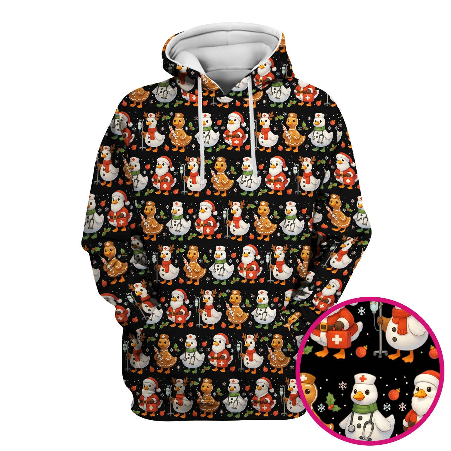 Goose Scrubs Christmas Edition - Cute Funny Pattern Medical Scrub Top for Women - Holiday Christmas Scrubs with Playful Goose Design