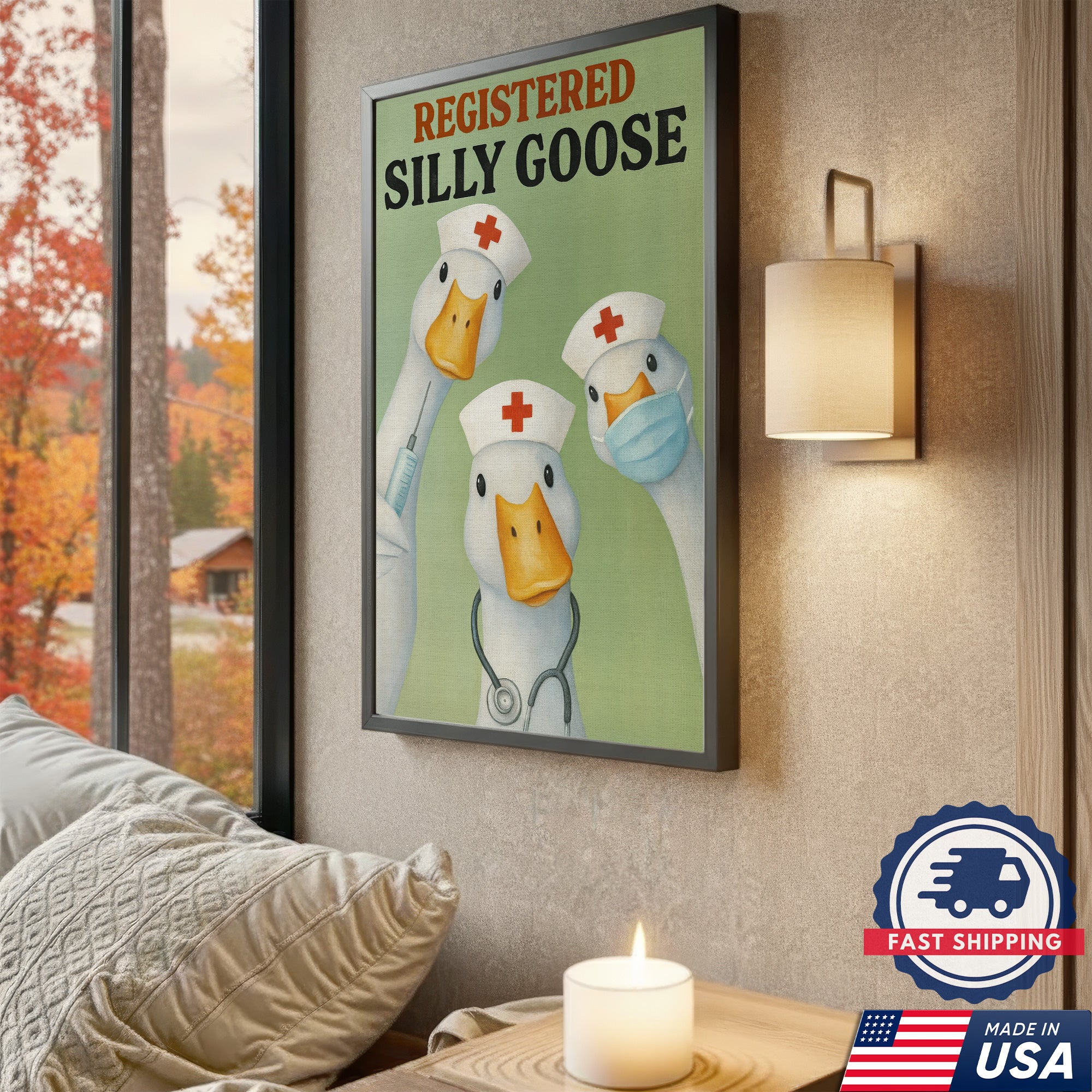 Registered Silly Goose Canvas Wall Art - Funny Nurse Quote Canvas Print - Humorous Gift for Nurses Made in USA