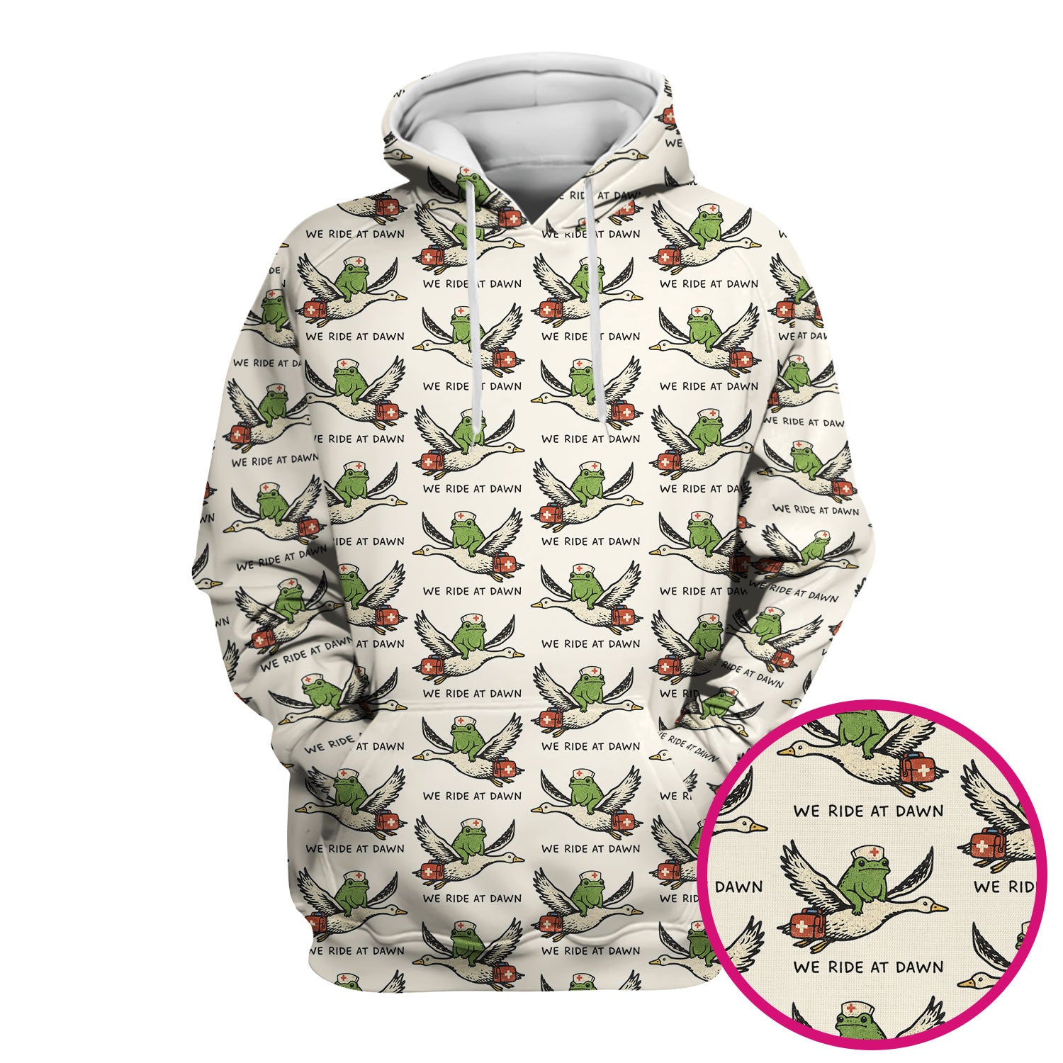 Funny Frog Riding Goose Nurse Pattern Scrub Top, Comfortable Scrubs for Nurses