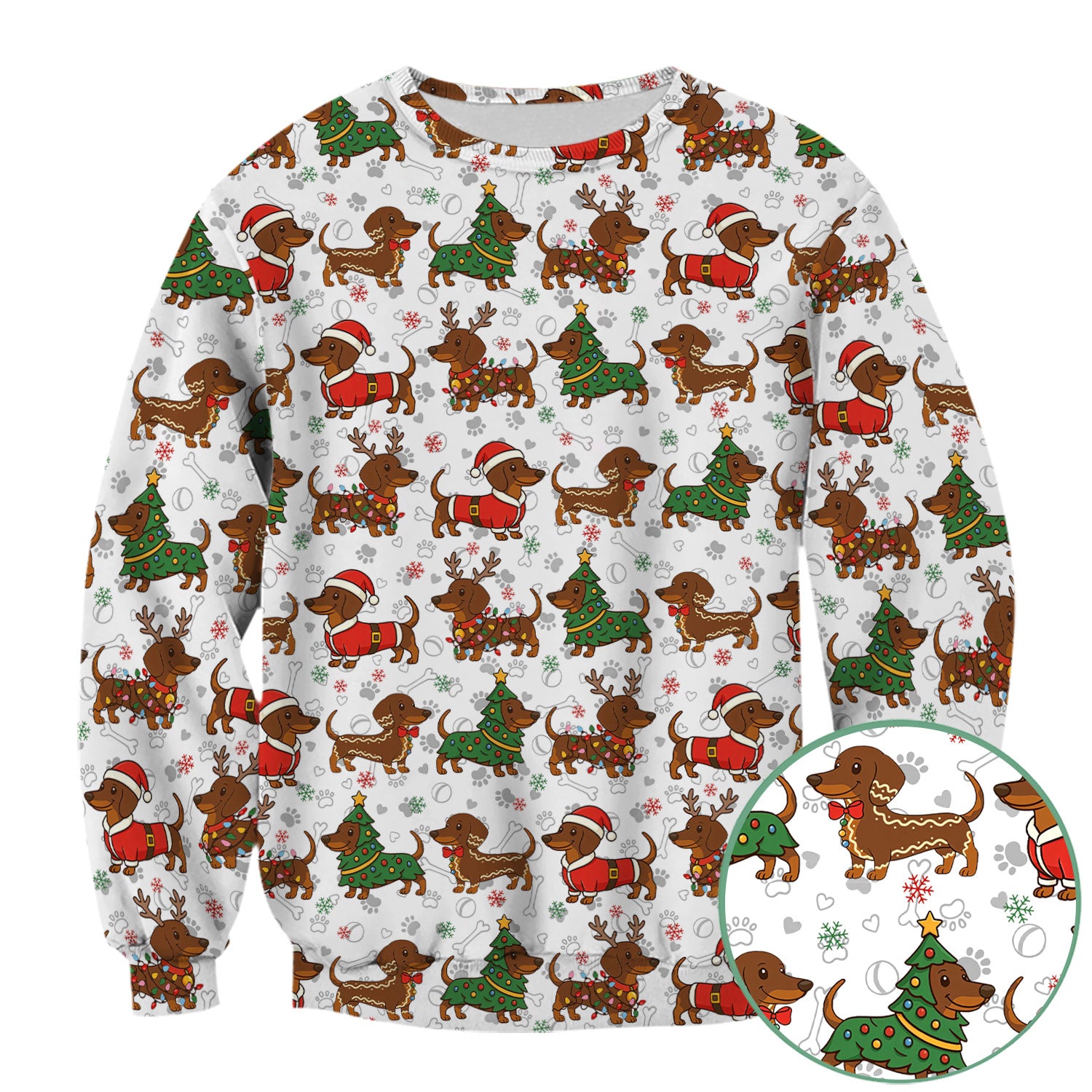 Holiday Dachshund Christmas Scrub Top - Funny Wiener Sausage Dog Nurse Shirt - Adorable Dog Lover Gift for RN CNA LPN