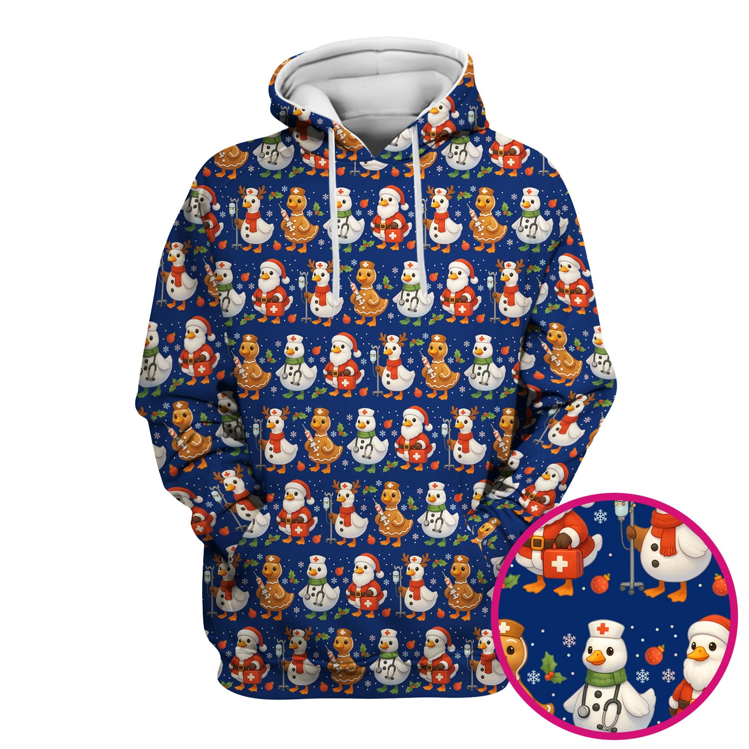 Christmas Goose Scrubs for Women - Funny Holiday Goose Pattern Medical Scrub Top - Festive Christmas Scrubs with Cute Nurse Design