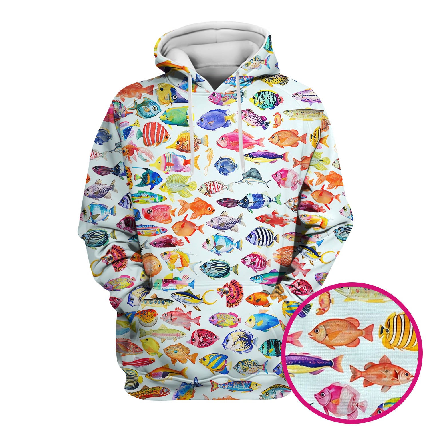 Colorful Tropical Fish Print Scrub Top, Comfortable Scrubs for Nurses