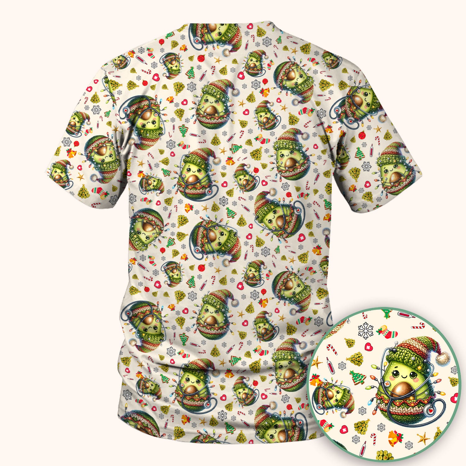 Avocado Scrub Top for Nurse - Funny Christmas Nursing Shirt - Cute Holiday Medical Uniform for Women RN LPN CNA