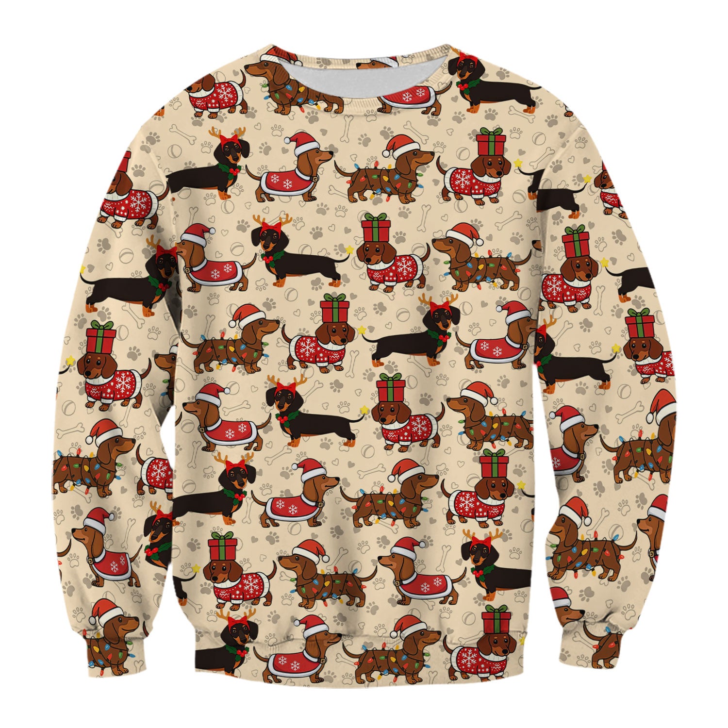Christmas Dachshund T-Shirt Multi Color - Cute Sausage Dog Wearing Santa Outfit - Funny Holiday Wiener Dog Tee Gift for Dog Lovers