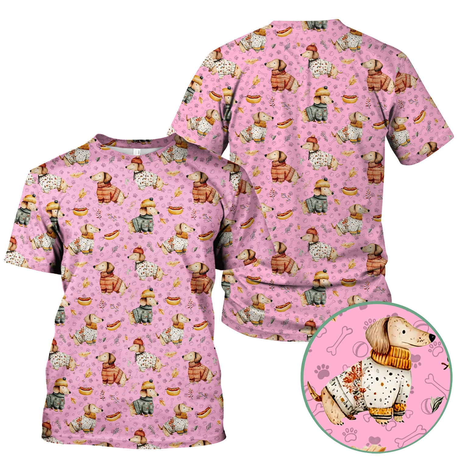 Autumn Dachshund Scrub Top - Cute Wiener Dog Nurse Shirt for Women - Cozy Fall Medical Uniform RN CNA LPN Thanksgiving Gift