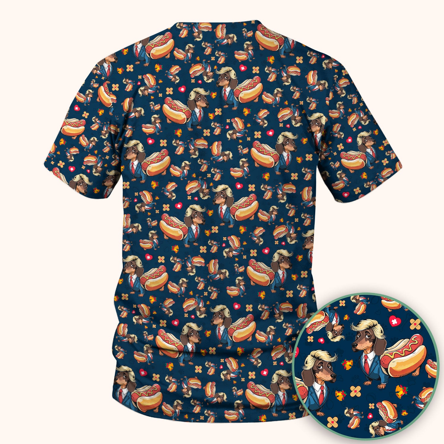 They're Eating The Dogs - Funny Dachshund Hot Dog Scrub Top - Hilarious Medical Uniform