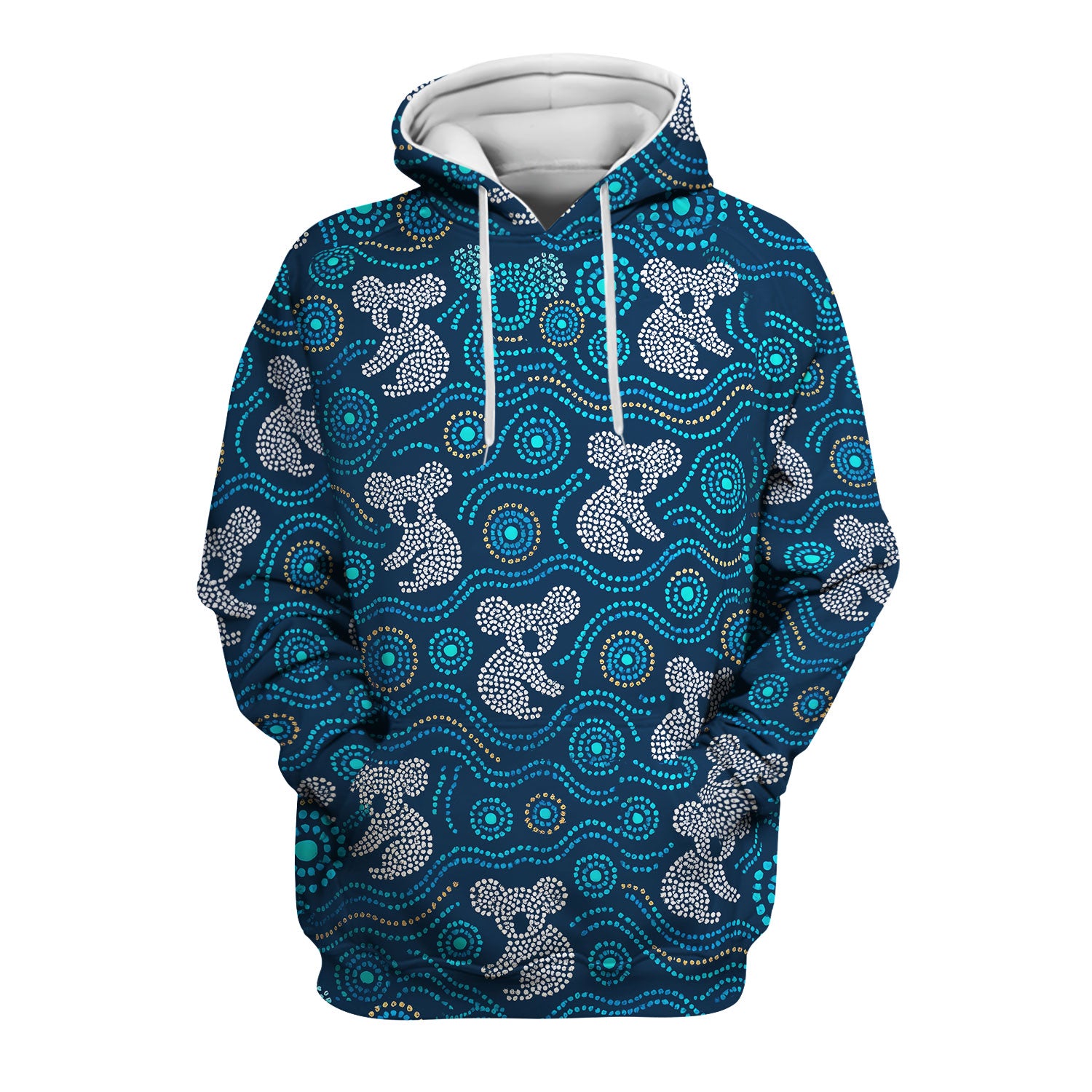 Australian Koala Aboriginal Dot Art Scrub Top, Aboriginal Pattern Shirt, Breathable Nursing Uniform