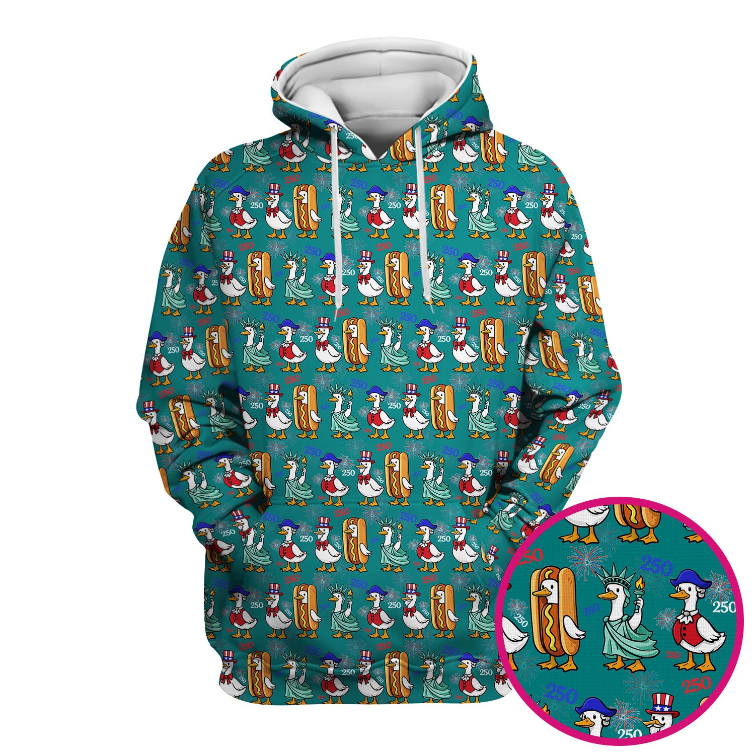 Patriotic Duck Independence Day Pattern Scrub Top, Breathable Healthcare Uniform Top