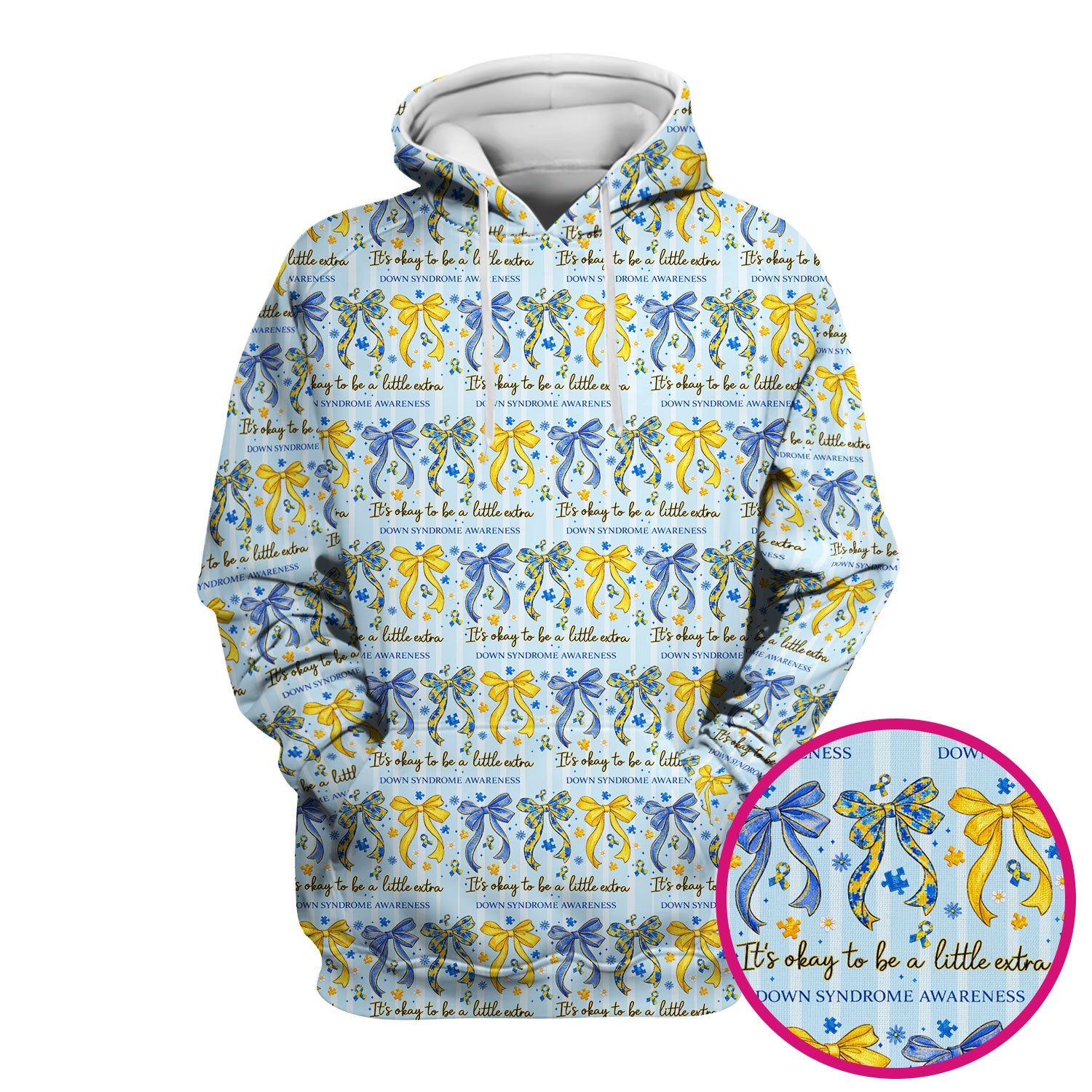 Down Syndrome Awareness Ribbon Pattern Scrub Top Comfortable Nurse Workwear Top
