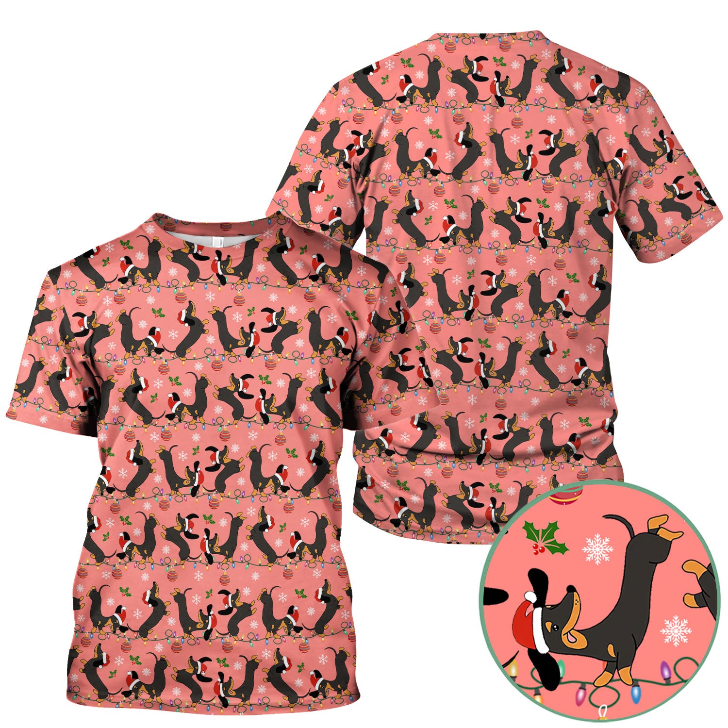 Festive Dachshund Christmas Scrub Top - Adorable Holiday Wiener Dog Nurse Shirt for Women - Cute Medical Uniform for RN CNA LPN